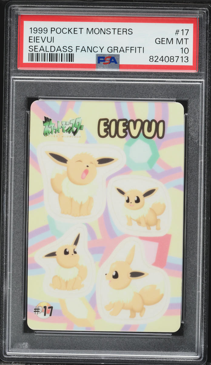 1999 Pokmeon Japanese Pocket Monsters Sealdass Fancy Graffiti Eievui #17 PSA 10 GEM MINT