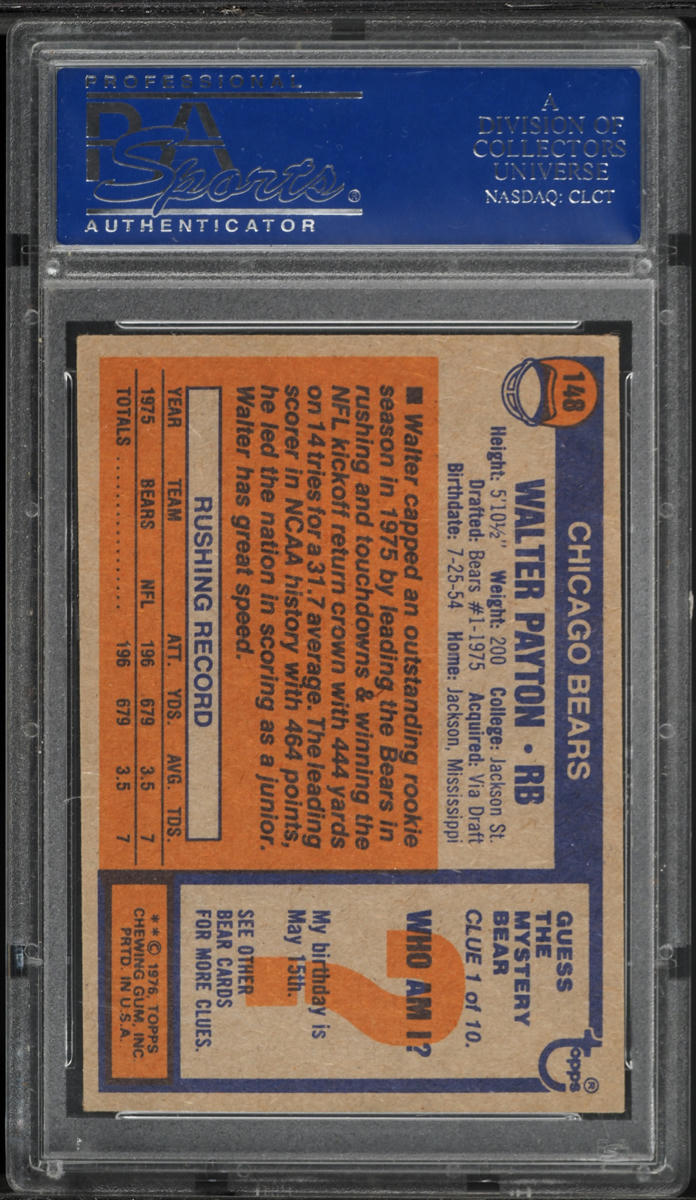 1976 Topps Football Walter Payton ROOKIE AUTO #148 PSA/DNA AUTH