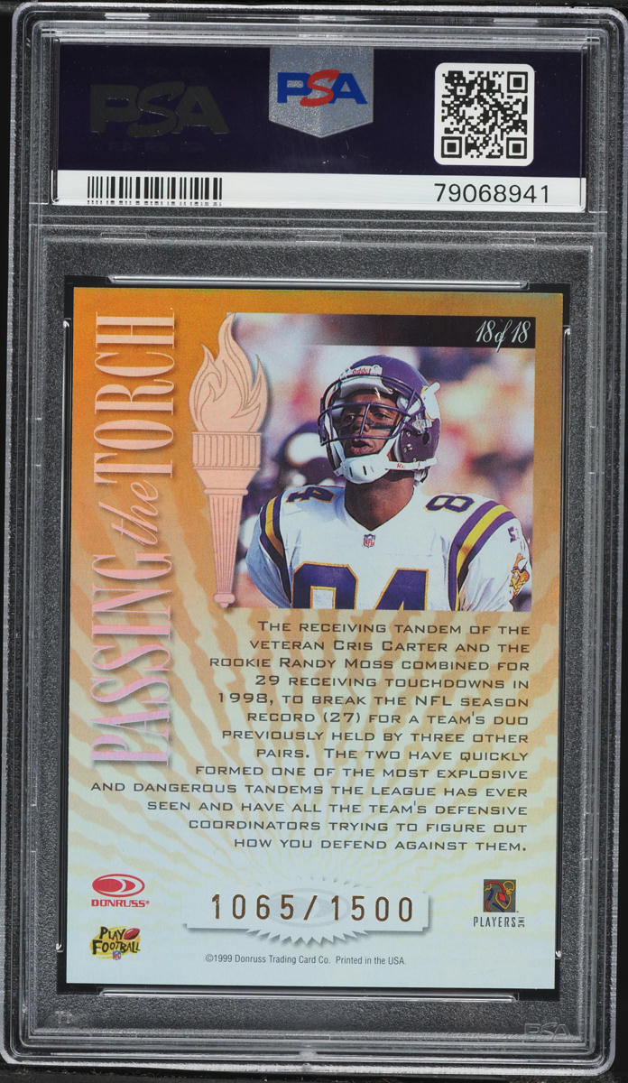 1999 Donruss Elite Passing the Torch Randy Moss /1500 #18 PSA 10 GEM MINT