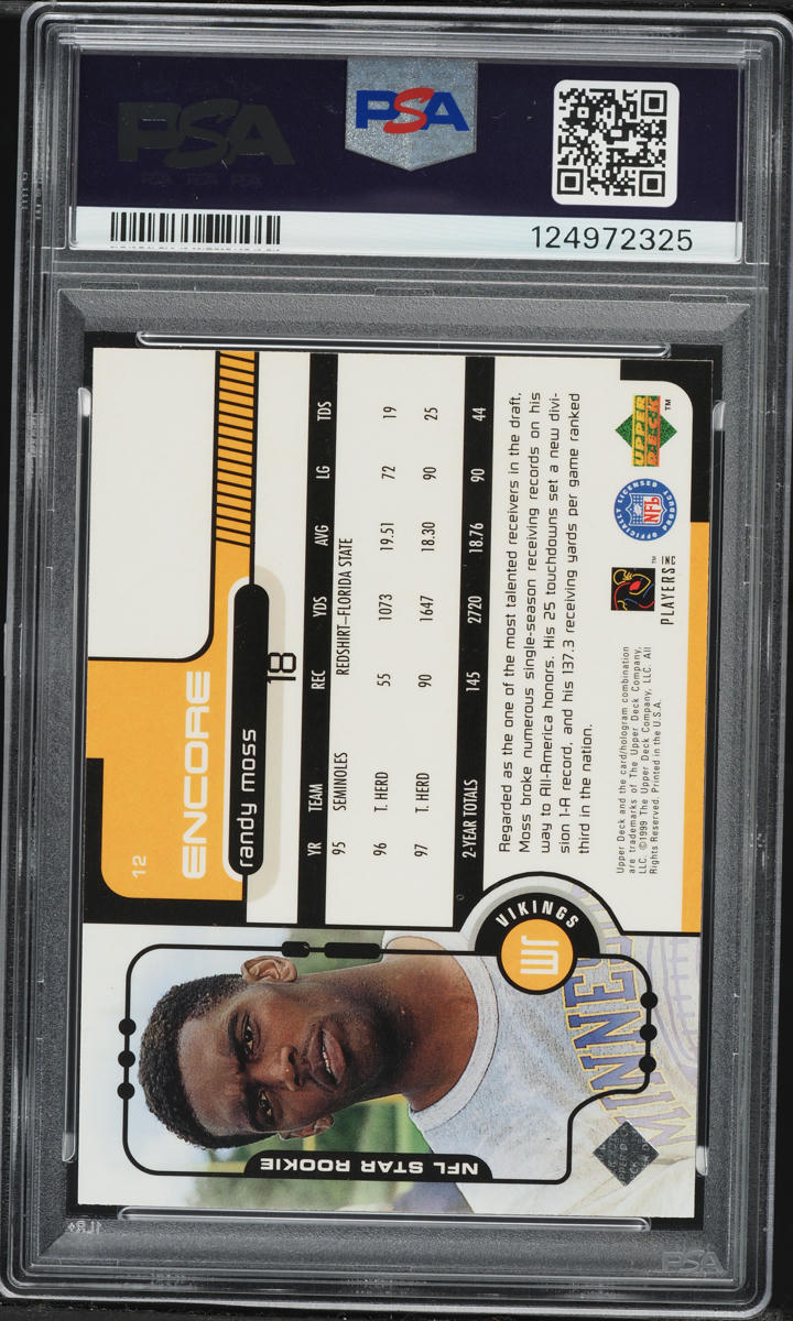 1998 Upper Deck Encore Randy Moss ROOKIE #12 PSA 10 GEM MINT
