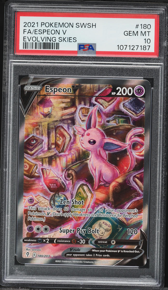 2021 Pokemon Sword & Shield Evolving Skies Full Art Espeon V #180 PSA 10 GEM MINT