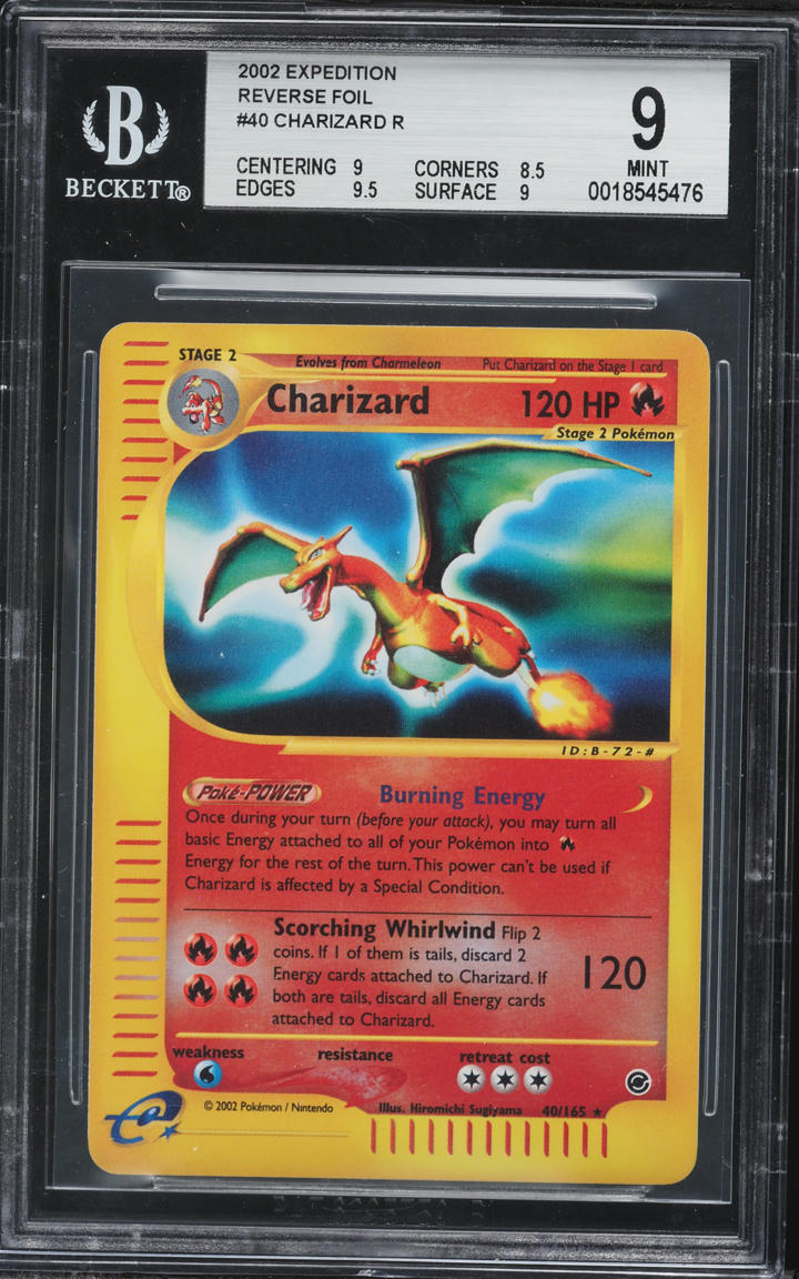 2002 Pokemon-E Expedition Base Set Reverse Foil Charizard R #40 BGS 9 MINT