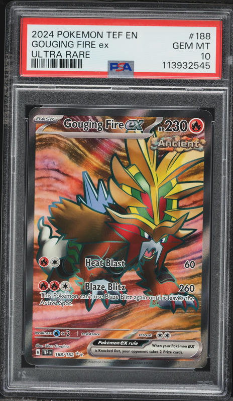 2024 Pokemon Scarlet & Violet Temporal Forces Full Art Gouging Fire EX #188 PSA 10 GEM MINT