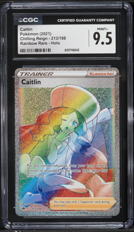 2021 Pokemon Sword & Shield Chilling Reign Rainbow Rare Caitlin #213 CGC 9.5 MINT+