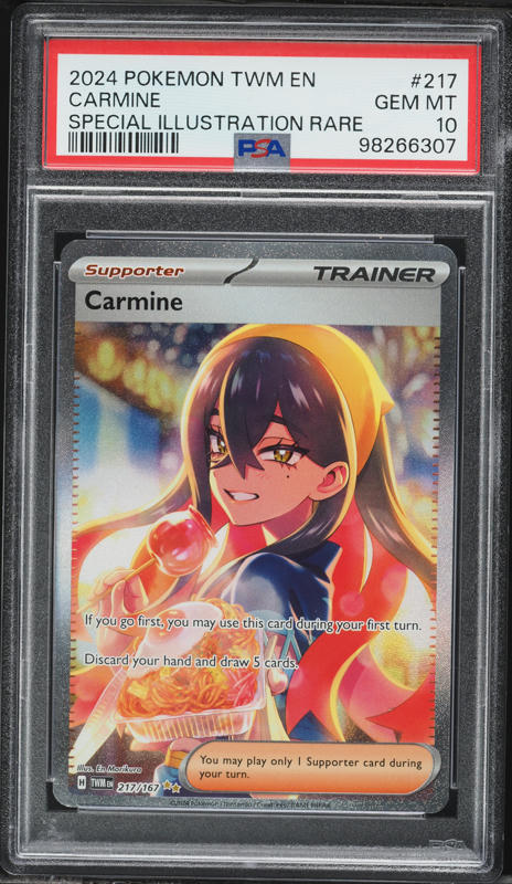 2024 Pokemon Scarlet & Violet Twilight Masquerade SIR Carmine #217 PSA 10 GEM MINT