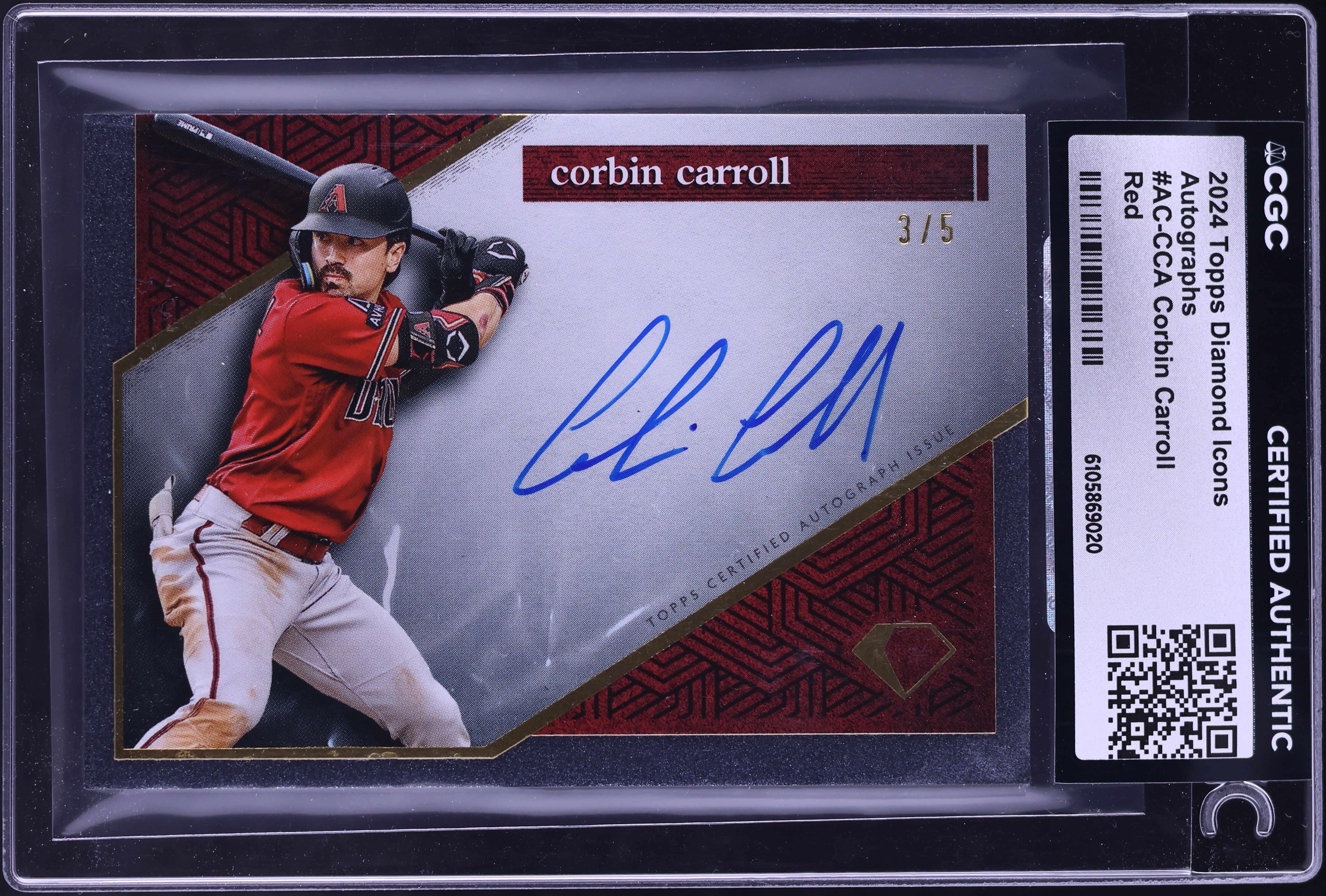 2024 Topps Diamond Icons Red Corbin Carroll AUTO /5 #AC-CCA CGC 