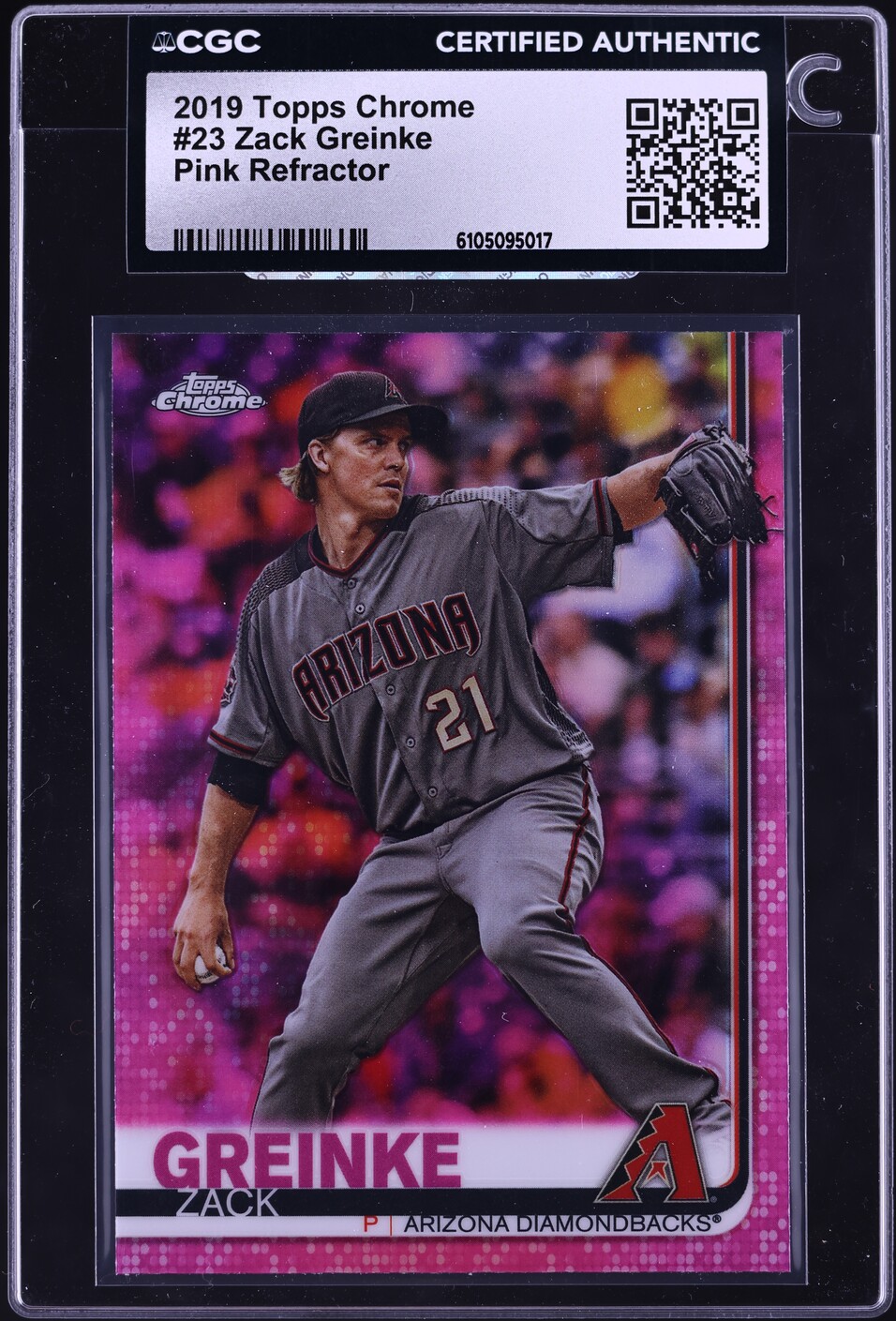 2019 Topps Chrome Pink Refractor Zack Greinke #23 CGC AUTH
