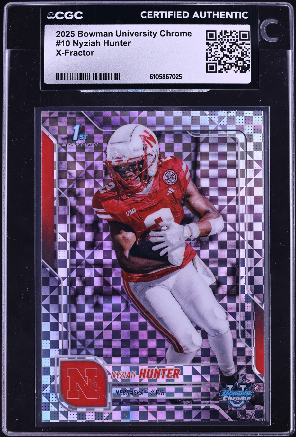 2025 Bowman Chrome University Xfractor Nyziah Hunter ROOKIE #10 CGC AUTH