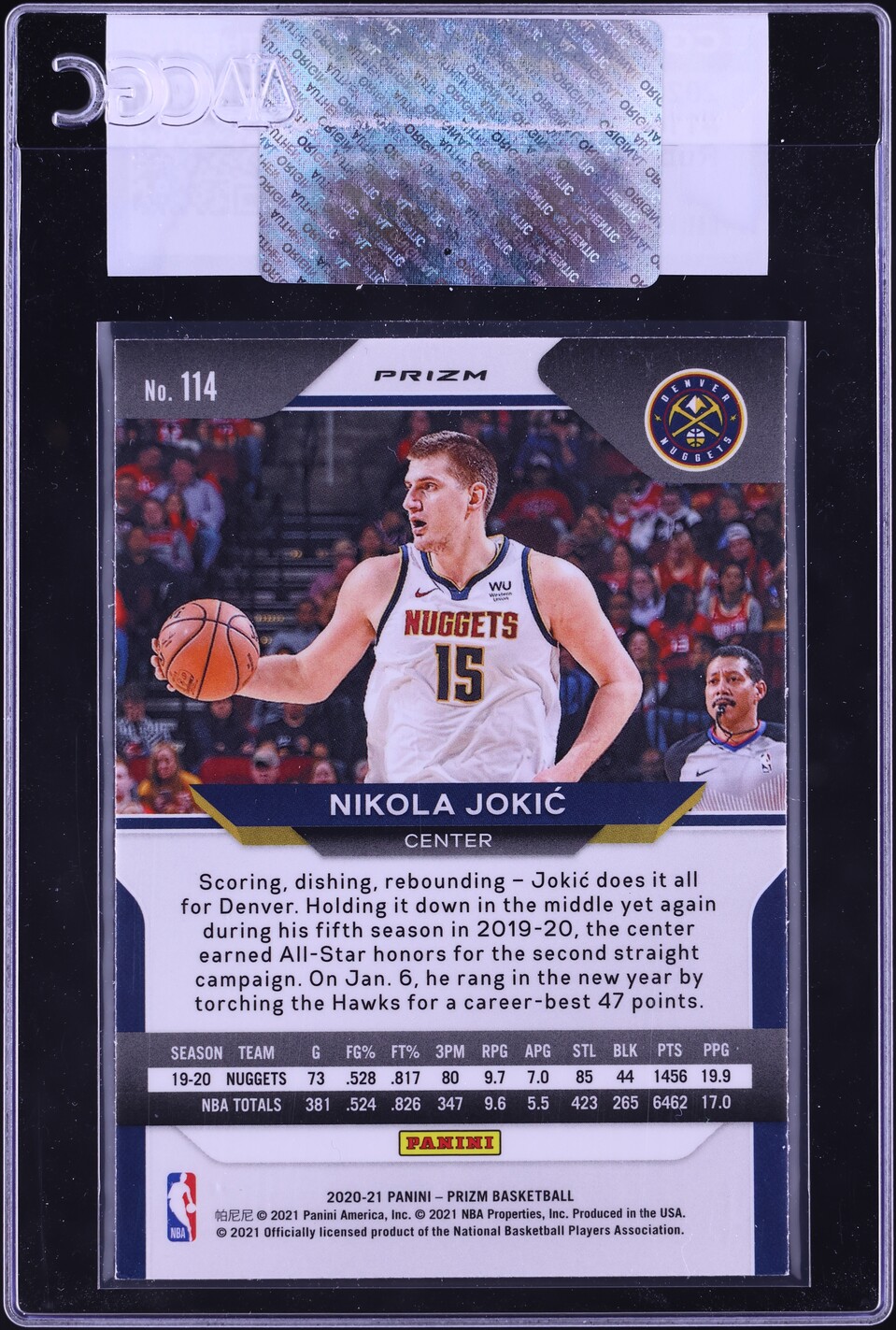 2020 Panini Prizm Ruby Wave Nikola Jokic #114 CGC AUTH