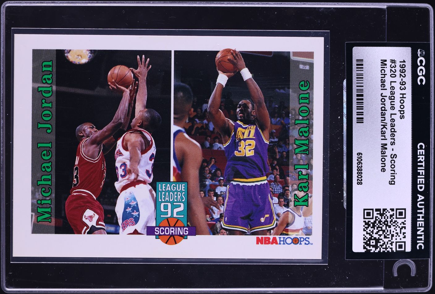 1992 Hoops League Leaders Scoring Michael Jordan &  Karl Malone #320 CGC AUTH