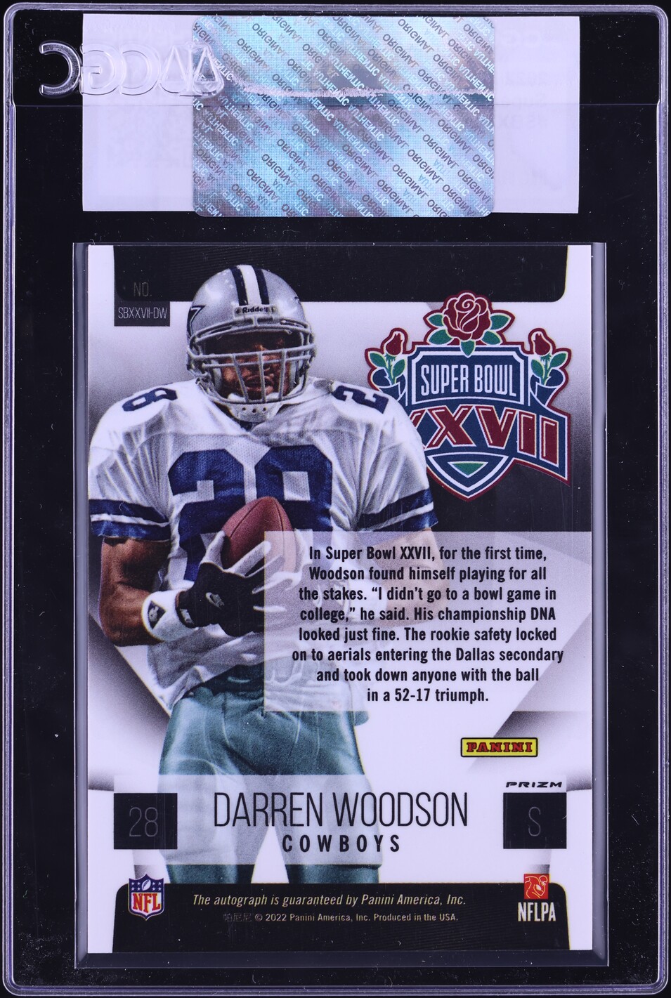 2022 Select Super Bowl Darren Woodson AUTO #SBXXVII-DW CGC AUTH