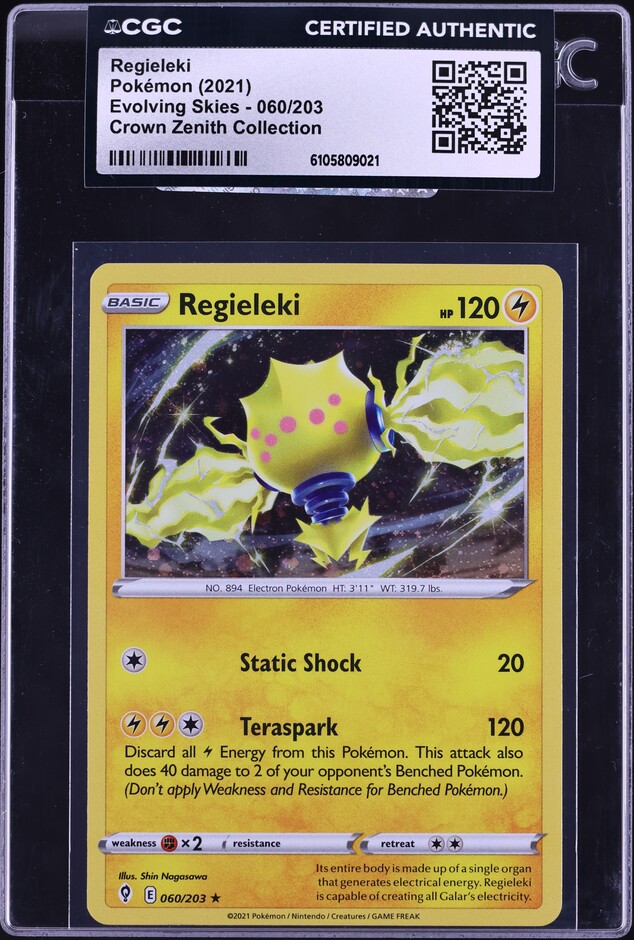 2021 Pokemon Sword & Shield Evolving Skies Crown Zenith Collection Regieleki #60 CGC AUTH