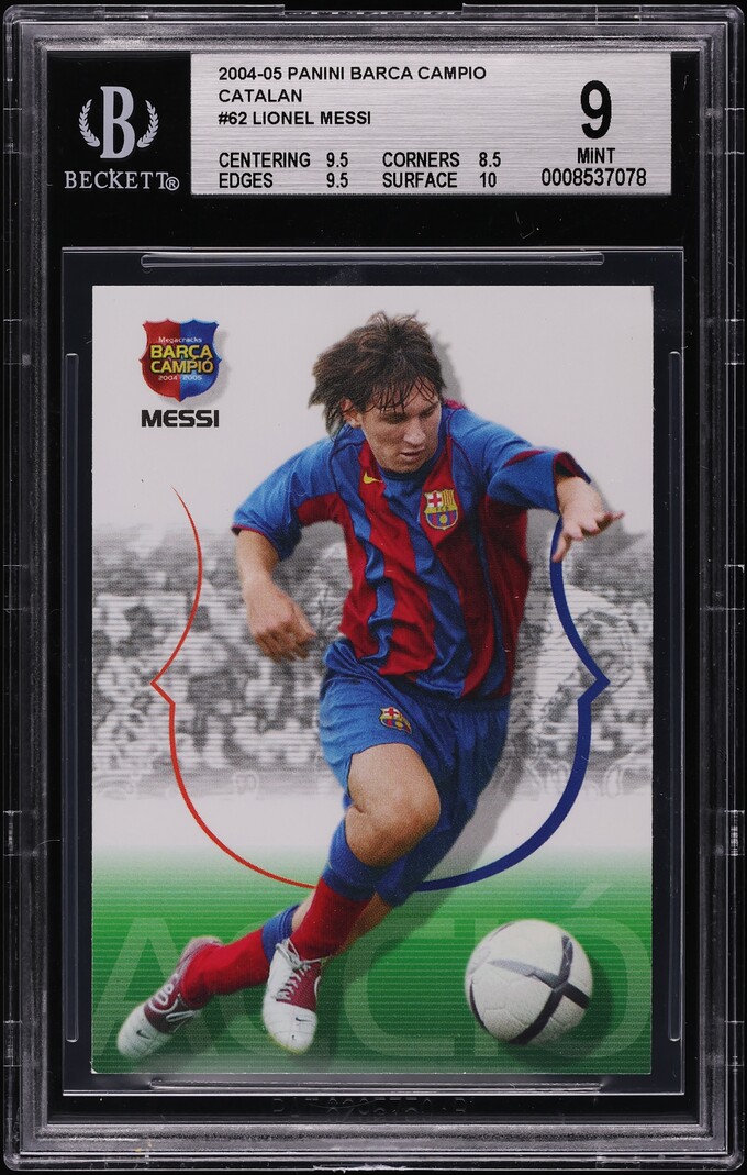 2004 Panini Sports Mega Cracks Barca Campeon Lionel Messi ROOKIE #62 BGS 9 MINT