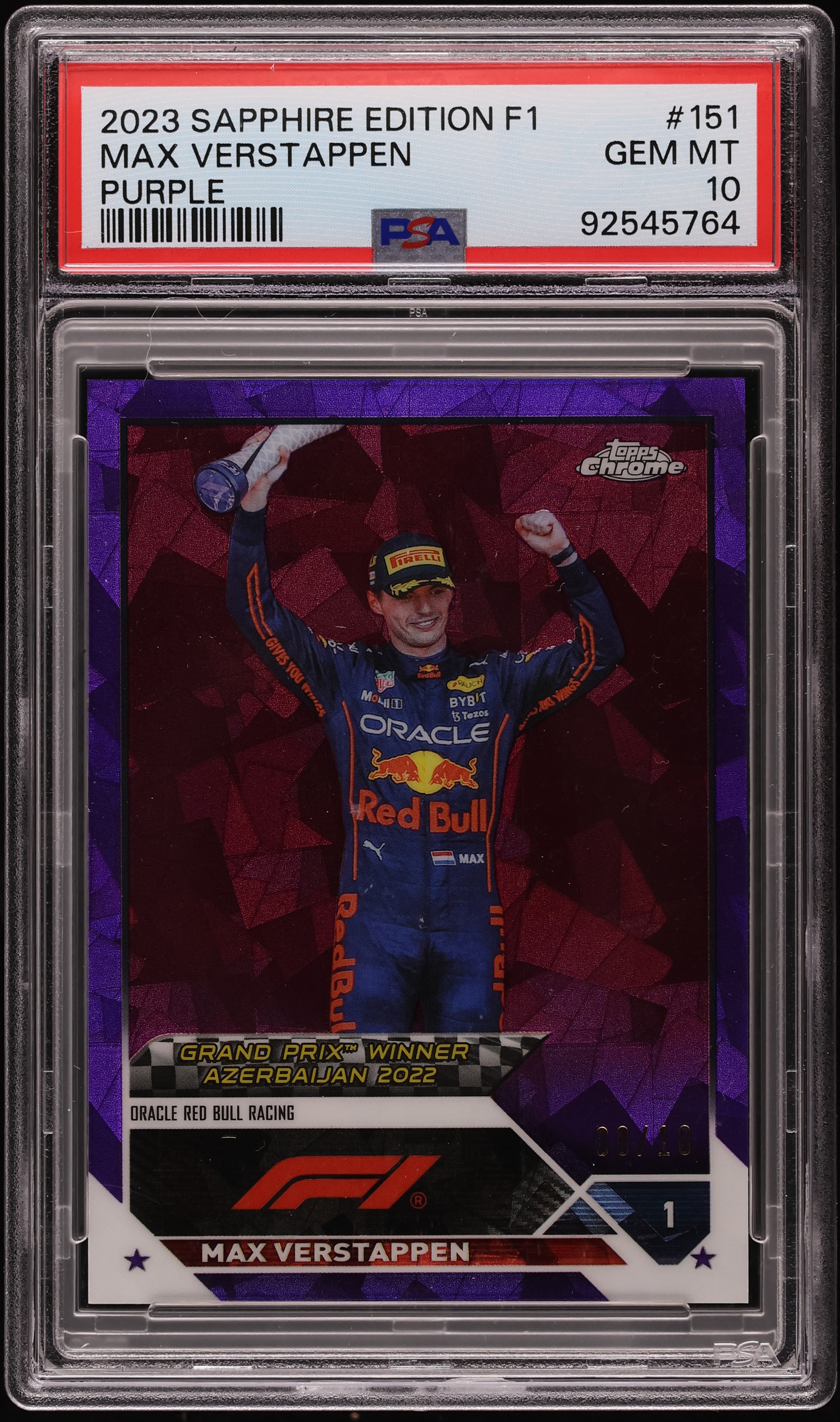 2023 Topps Chrome Formula 1 F1 Sapphire Purple Max Verstappen /10