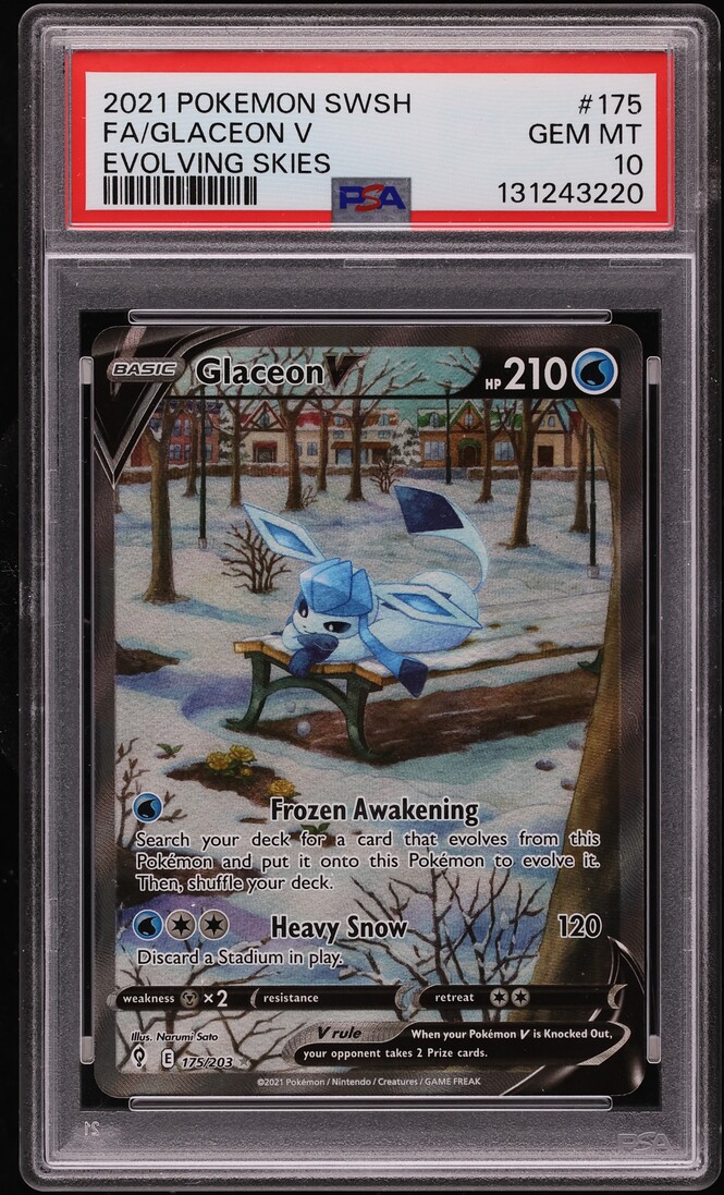 2021 Pokemon Sword & Shield Evolving Skies Alt Art Glaceon V #175 PSA 10 GEM MINT