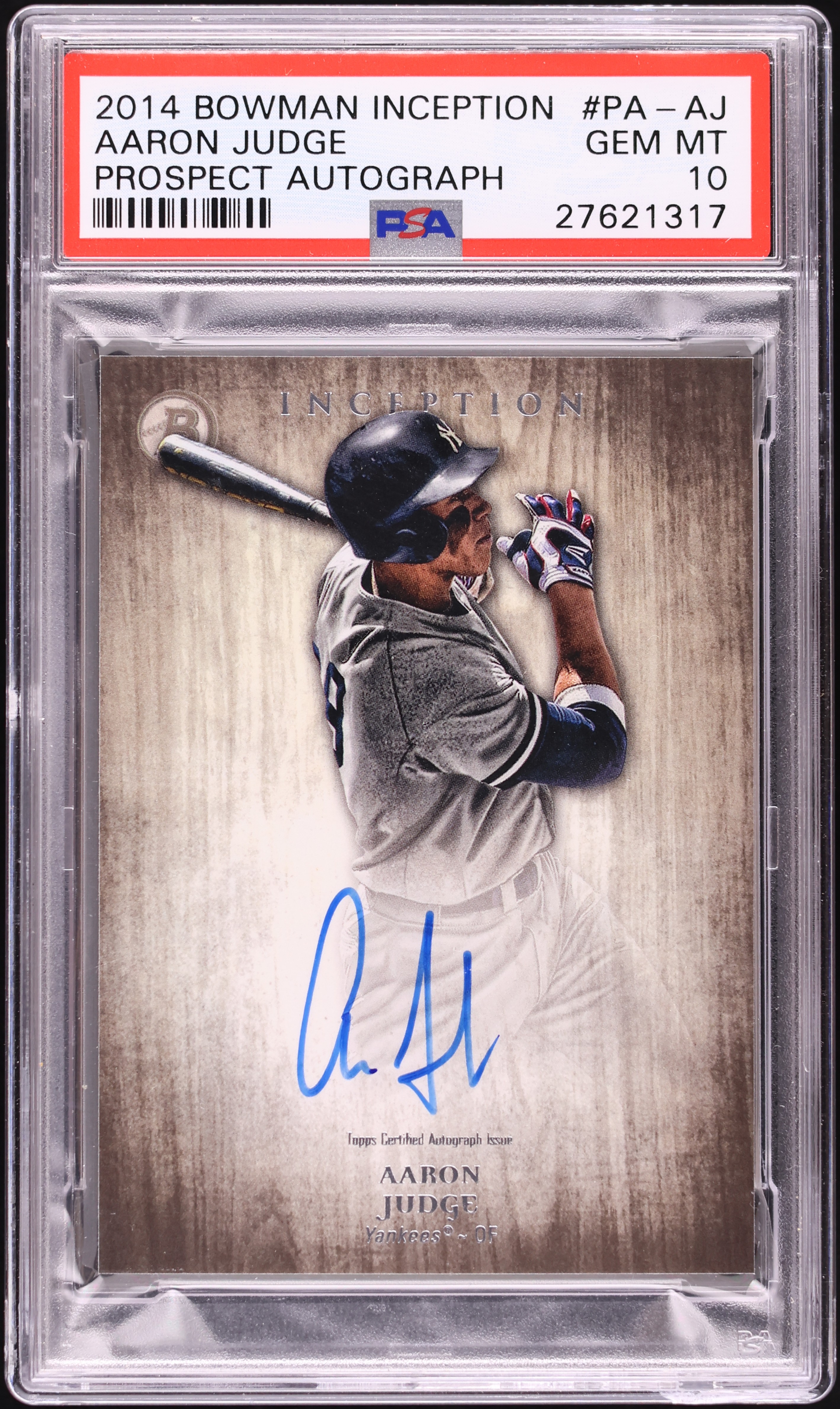 2014 Bowman Inception Aaron Judge PROSPECT AUTO #PA-AJ PSA 10 GEM