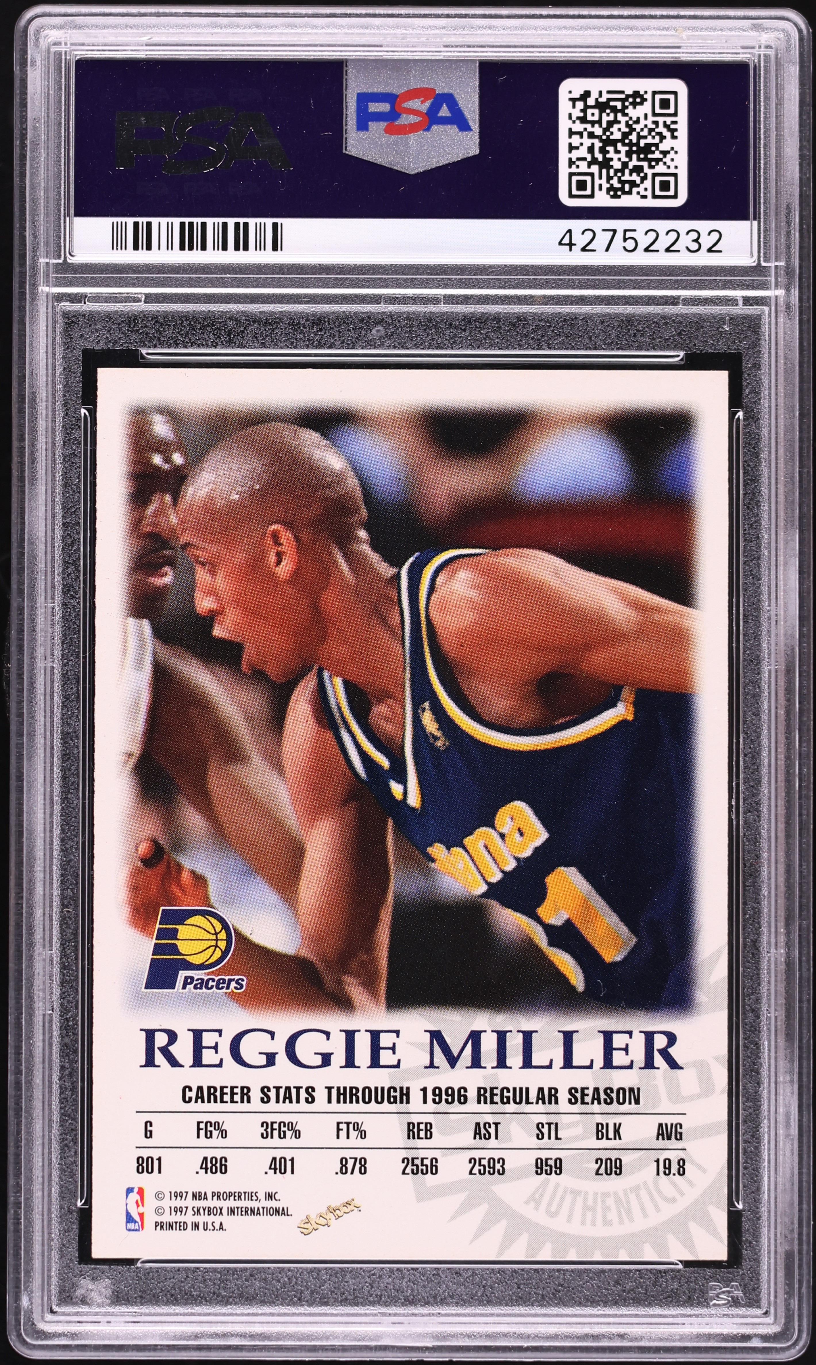 1997 Skybox Premium Autographics Reggie Miller AUTO DNA 7 PSA 9 