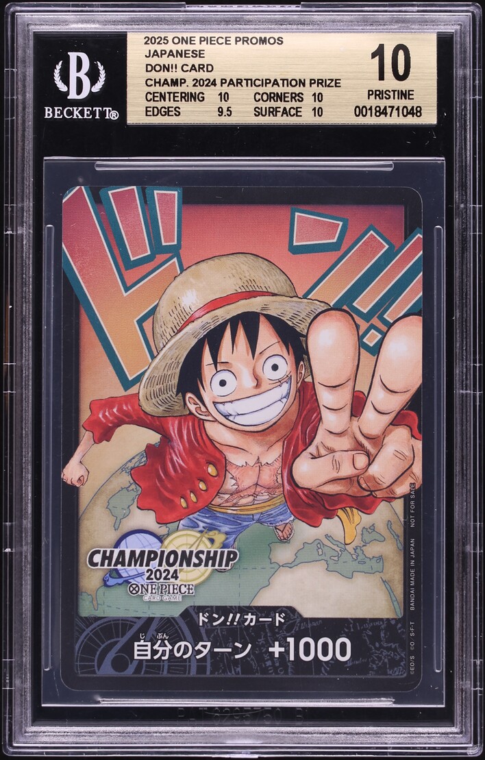 2025 One Piece Japanese Promo Championship '24 World Final Participation Don!! BGS 10 PRISTINE