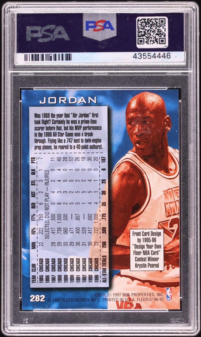 1996 Fleer Basketball Michael Jordan #282 PSA 10 GEM MINT