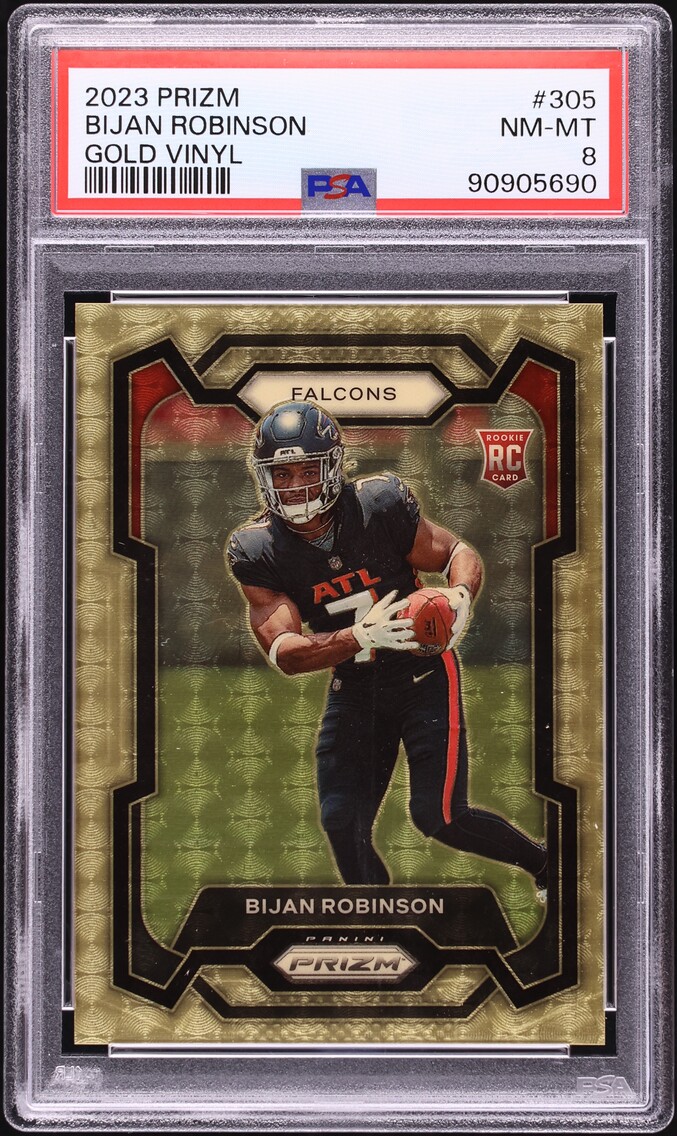2023 Panini Prizm Gold Vinyl Bijan Robinson ROOKIE /5 #305 PSA 8 NM-MT