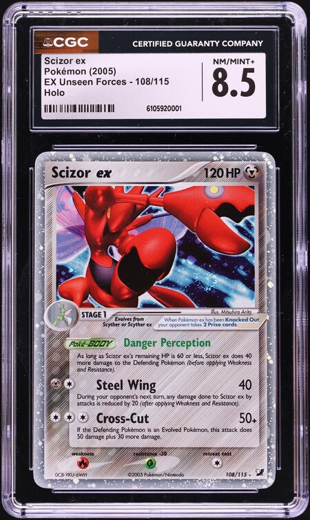 2005 Pokemon EX Unseen Forces Holo Scizor ex #108 CGC 8.5 NM-MT+