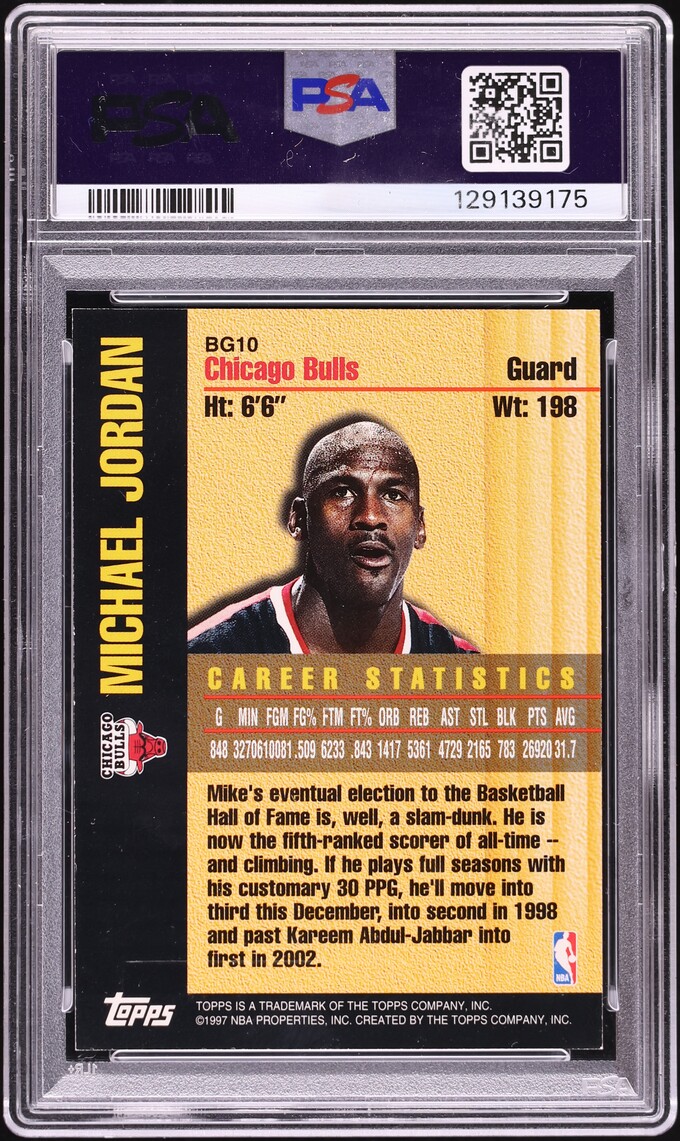 1997 Topps Bound For Glory Michael Jordan #BG10 PSA 7 NRMT on  display picture 1