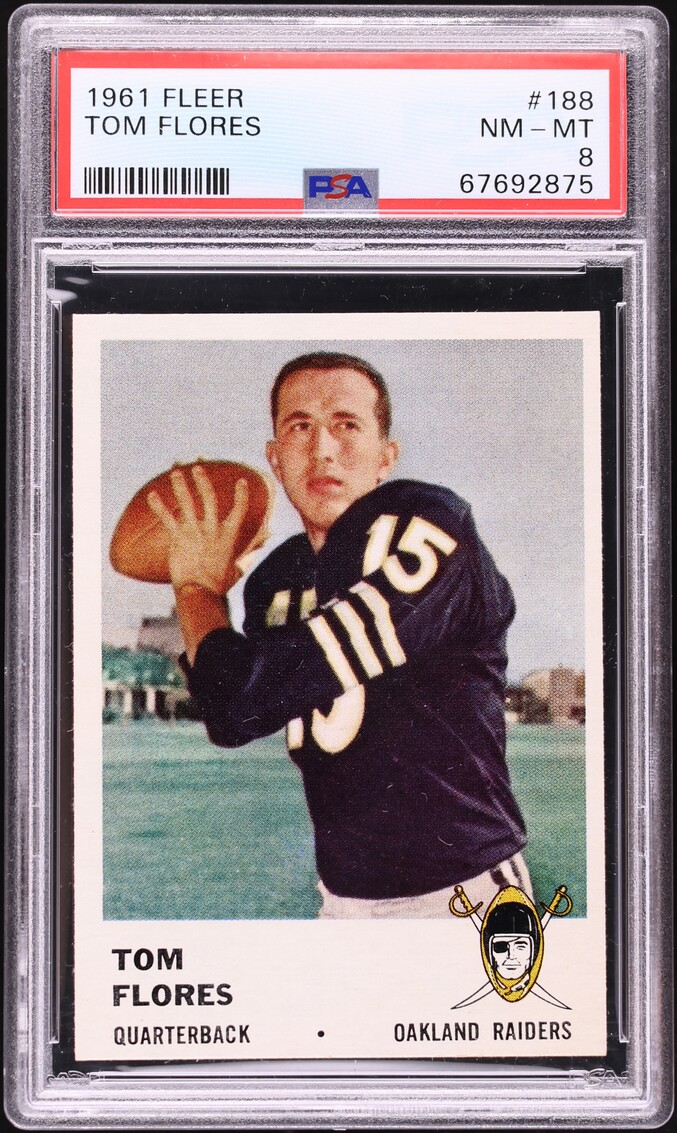 1961 Fleer Football Tom Flores #188 PSA 8 NM-MT
