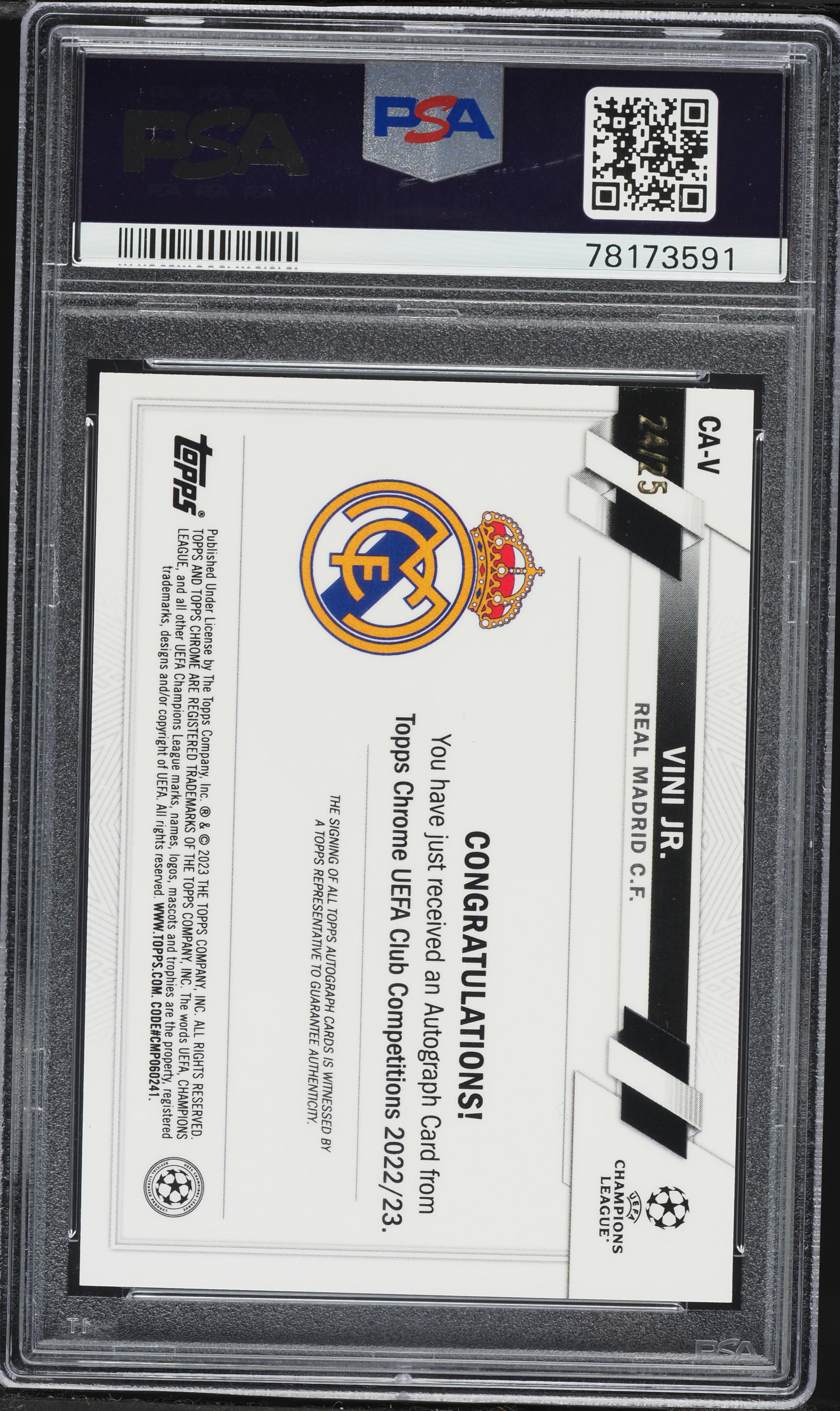 2022 Topps Chrome UEFA Club Competitions Orange Refractor Vini Jr