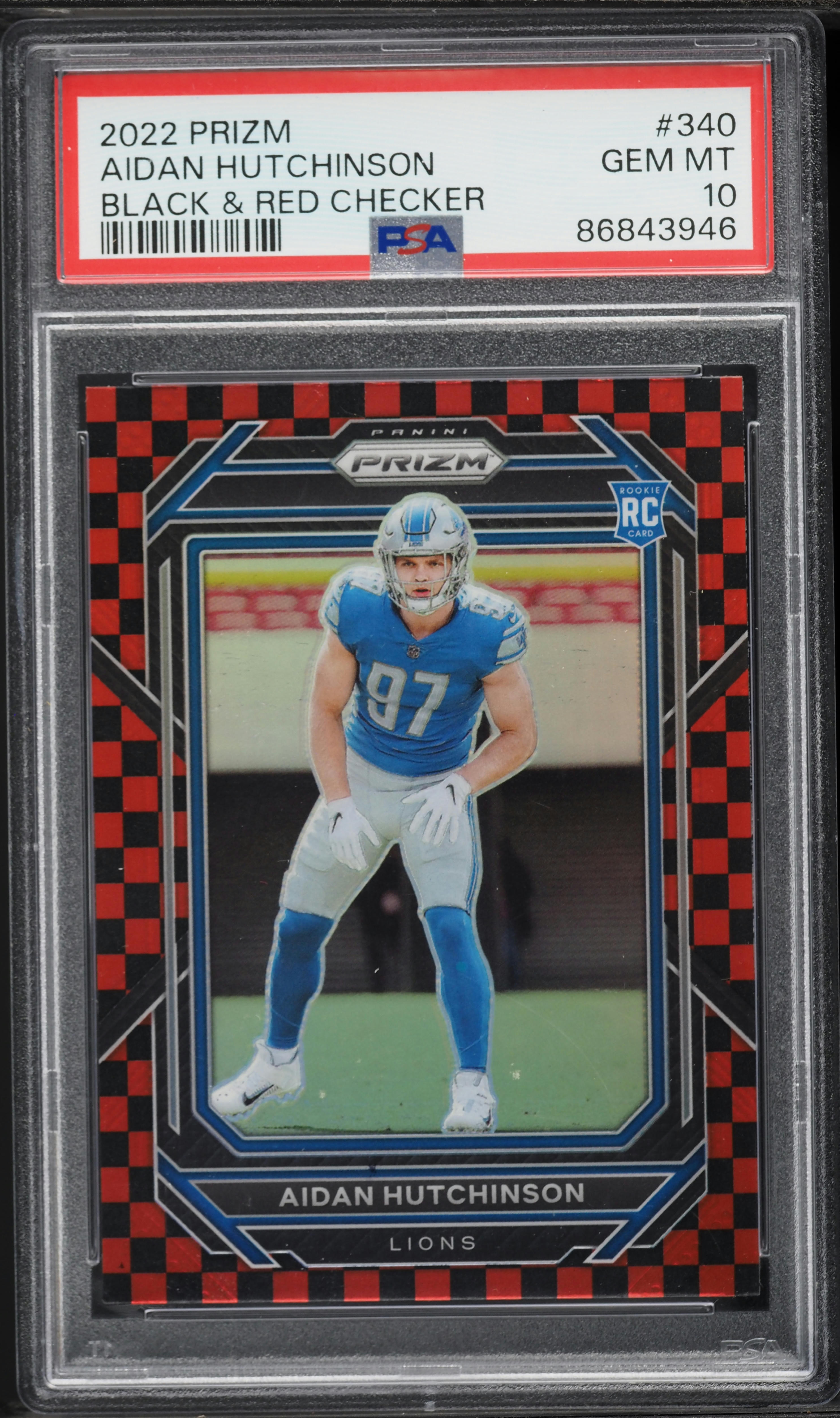 2022 Panini Prizm Black & Red Checker Aidan Hutchinson ROOKIE #340