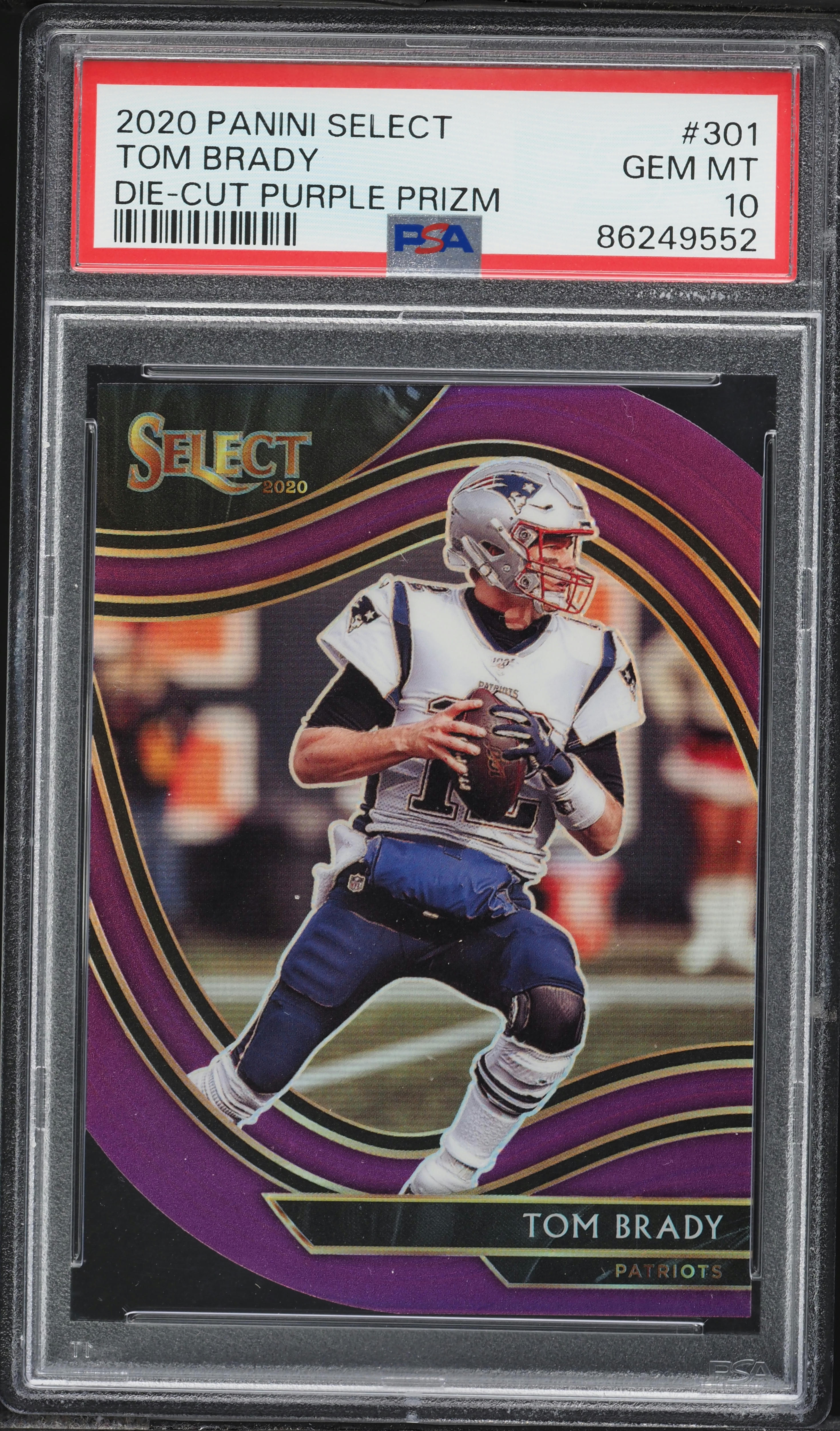 2020 Select Field Level Die-Cut Purple Prizm Tom Brady #301 PSA 10