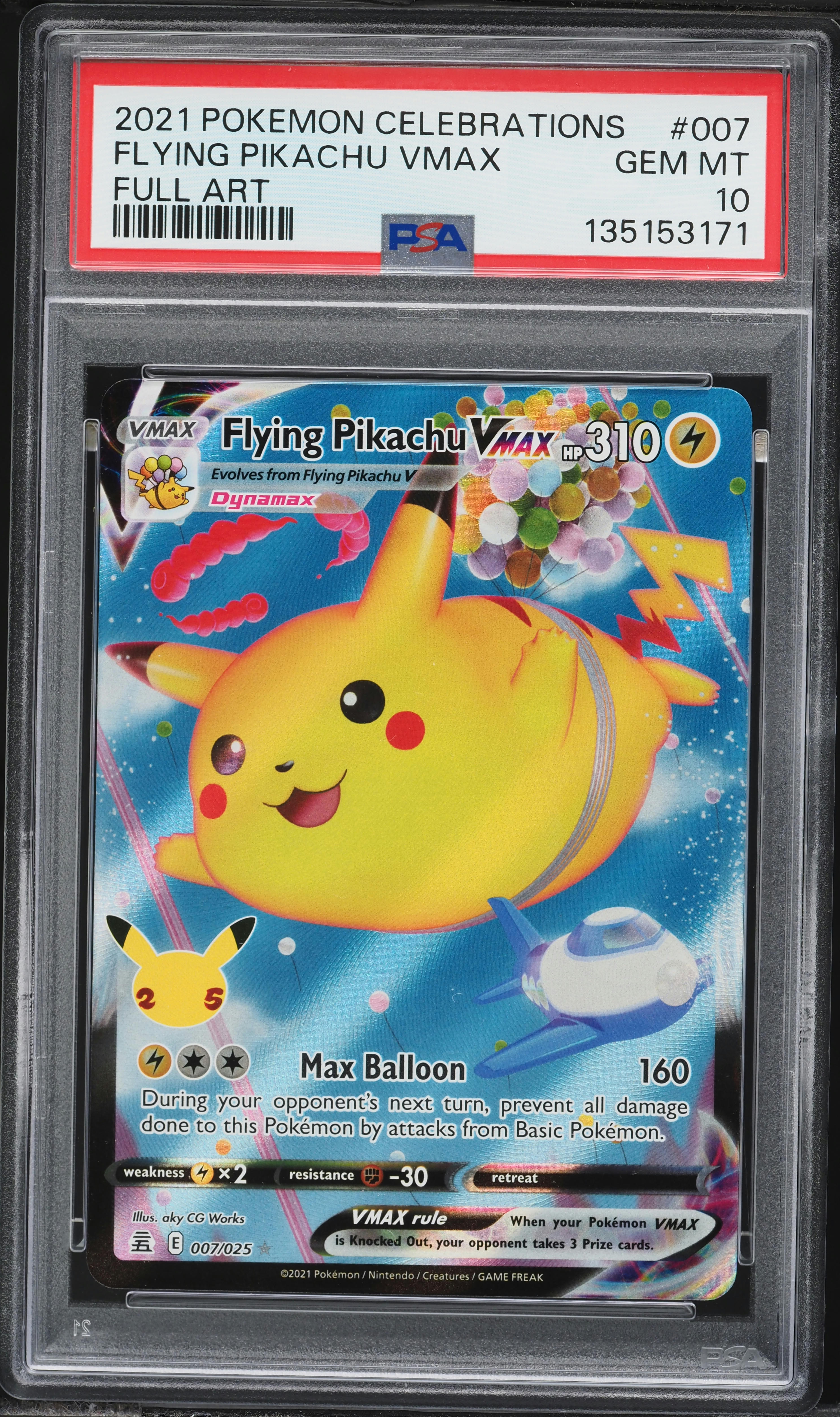 2021 Pokemon Sword & Shield Celebrations Full Art Flying Pikachu