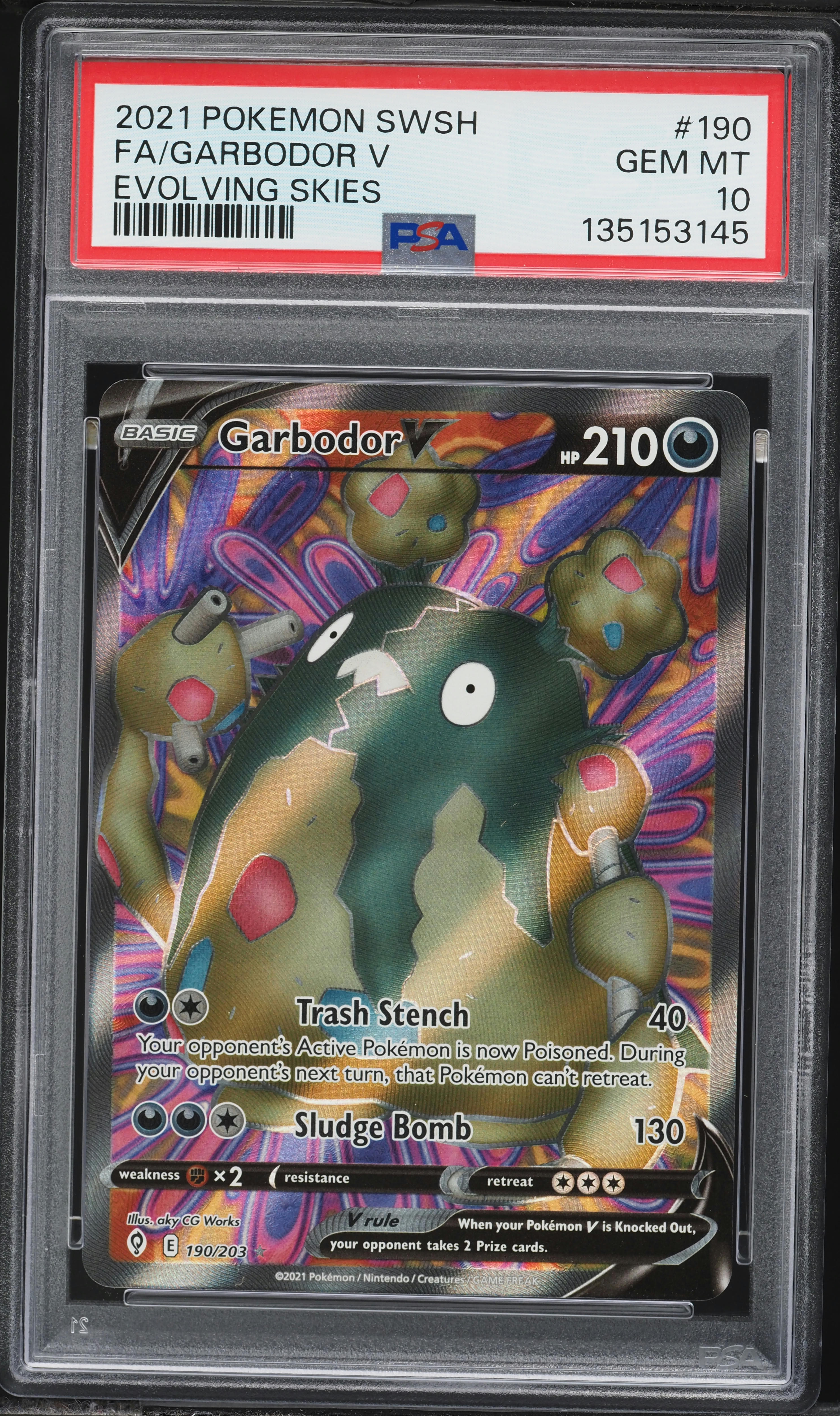 2021 Pokemon Sword & Shield Evolving Skies Full Art Garbodor V #190 PSA 10 GEM MINT on Fanatics Collect 2021 Pokemon Sword & Shield Evolving Skies Full Art Garbodor V #190 PSA 10 GEM MINT on Fanatics Collect