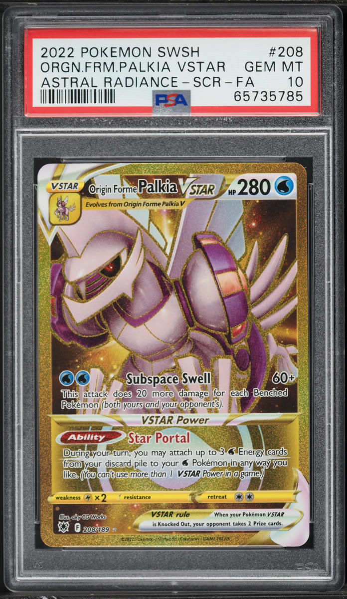 gold palkia pokemon card Origin Forme VSTAR - 208/189 end display Origin Forme Palkia VSTAR 2023