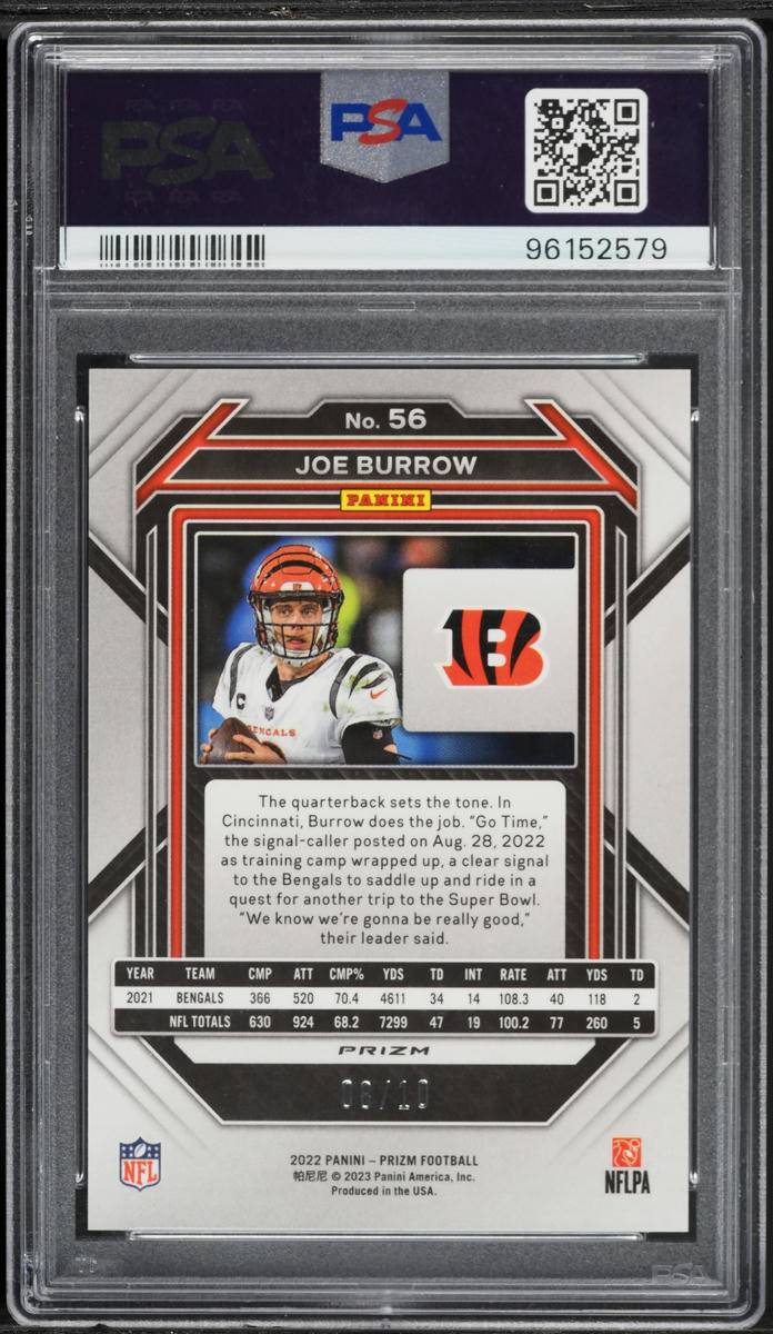 2022 Panini Prizm Gold Joe Burrow /10 #56 PSA 10 GEM MINT