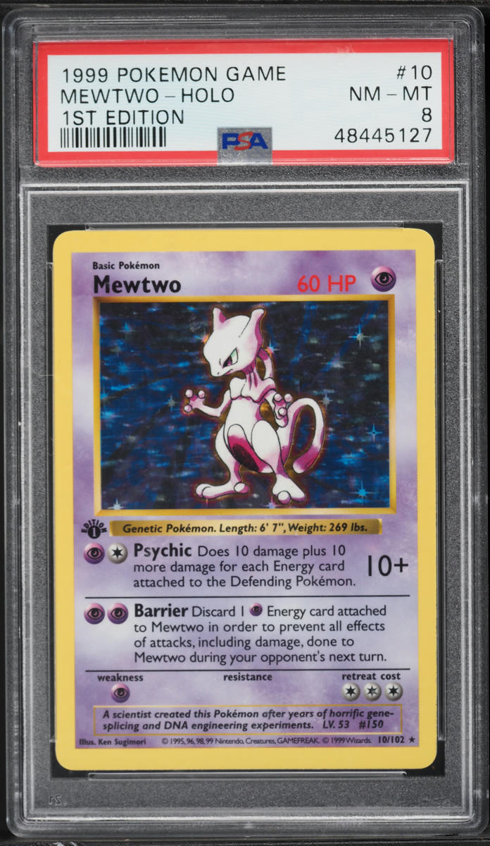 1999 Pokemon Base Set Shadowless 1st Edition Holo Mewtwo #10 PSA 8 NM-MT