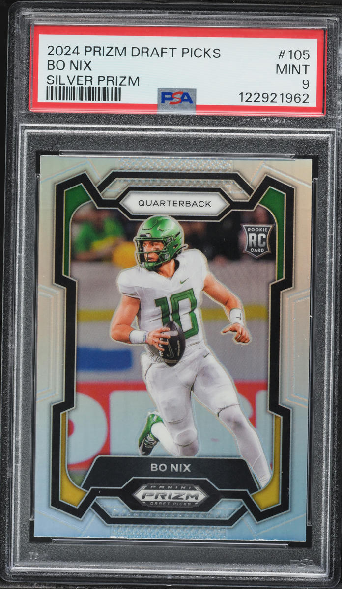 2024 Panini Prizm Draft Picks Silver Bo Nix ROOKIE #105 PSA 9 MINT