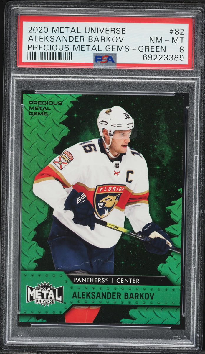 2020 Skybox Metal Universe Precious Metal Gems Green Aleksander Barkov 10/100 #82 PSA 8 NM-MT