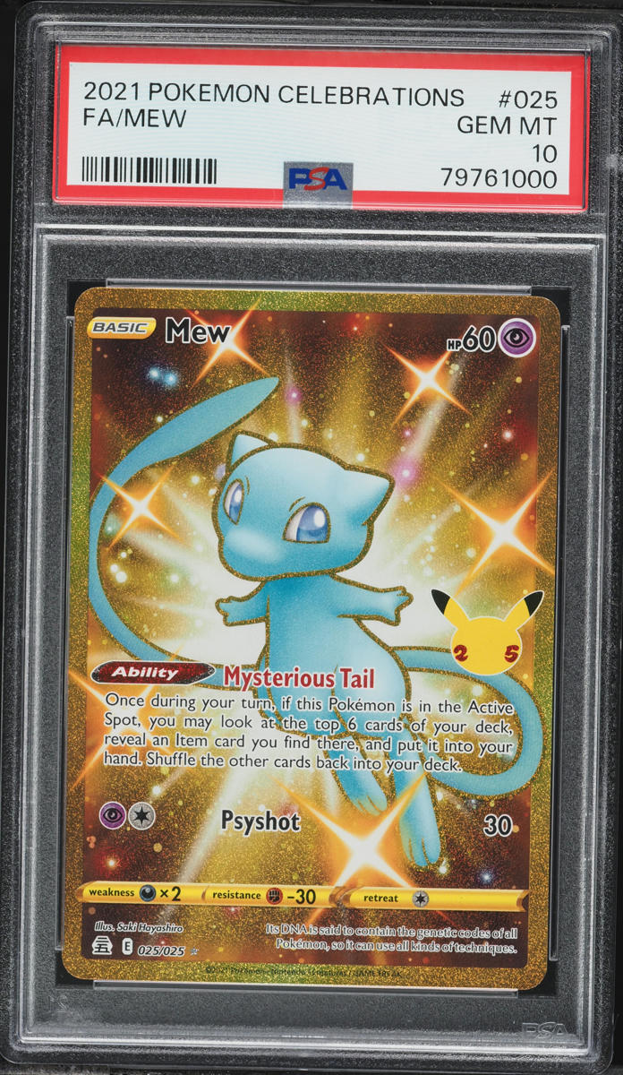 2021 Pokemon Sword & Shield Celebrations Gold Rare Mew #25 PSA 10 GEM MINT