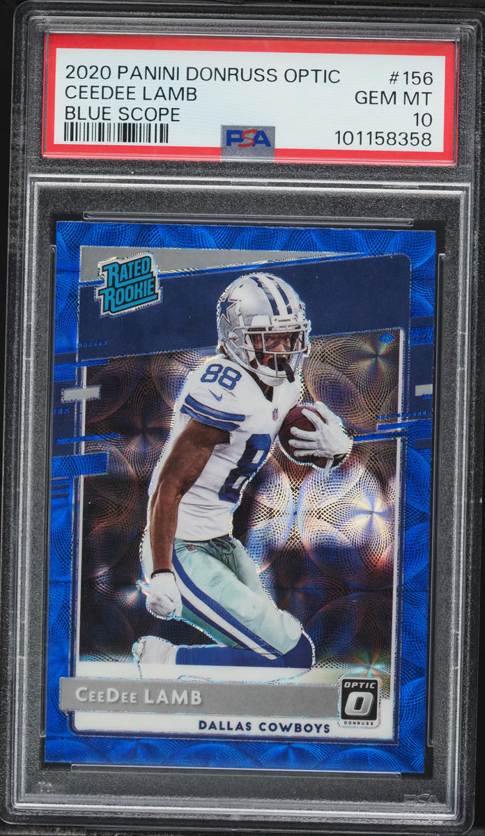 2020 Donruss Optic Blue Scope CeeDee Lamb ROOKIE #156 PSA 10 GEM MINT
