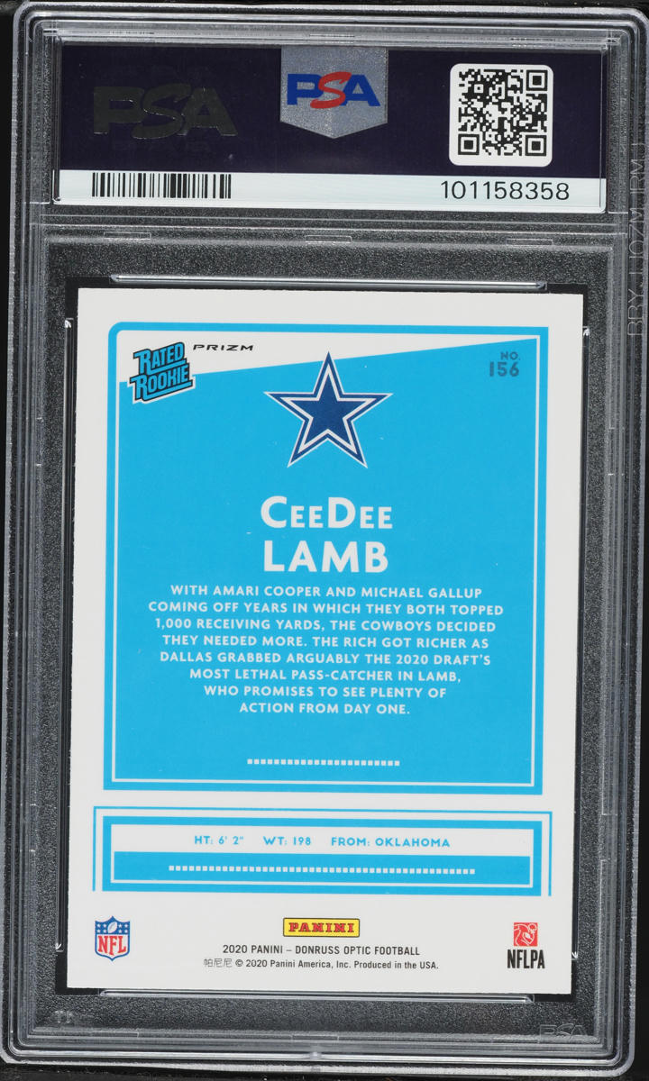 2020 Donruss Optic Blue Scope CeeDee Lamb ROOKIE #156 PSA 10 GEM MINT