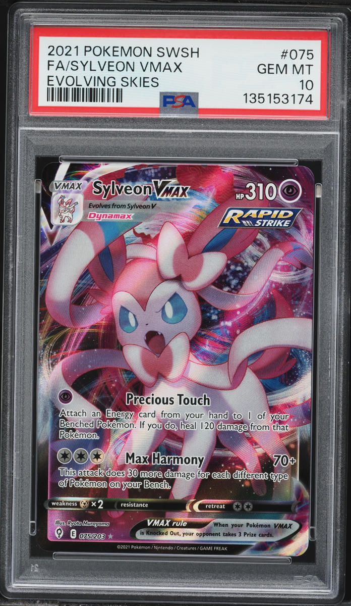 2021 Pokemon Sword & Shield Evolving Skies Alt Art Sylveon VMAX #75 PSA 10  GEM MINT on Fanatics Collect