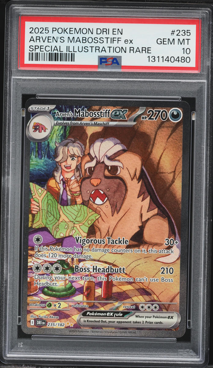2025 Pokemon Scarlet & Violet Destined Rivals SIR Arven's Mabosstiff EX  #235 PSA 10 GEM MINT on Fanatics Collect