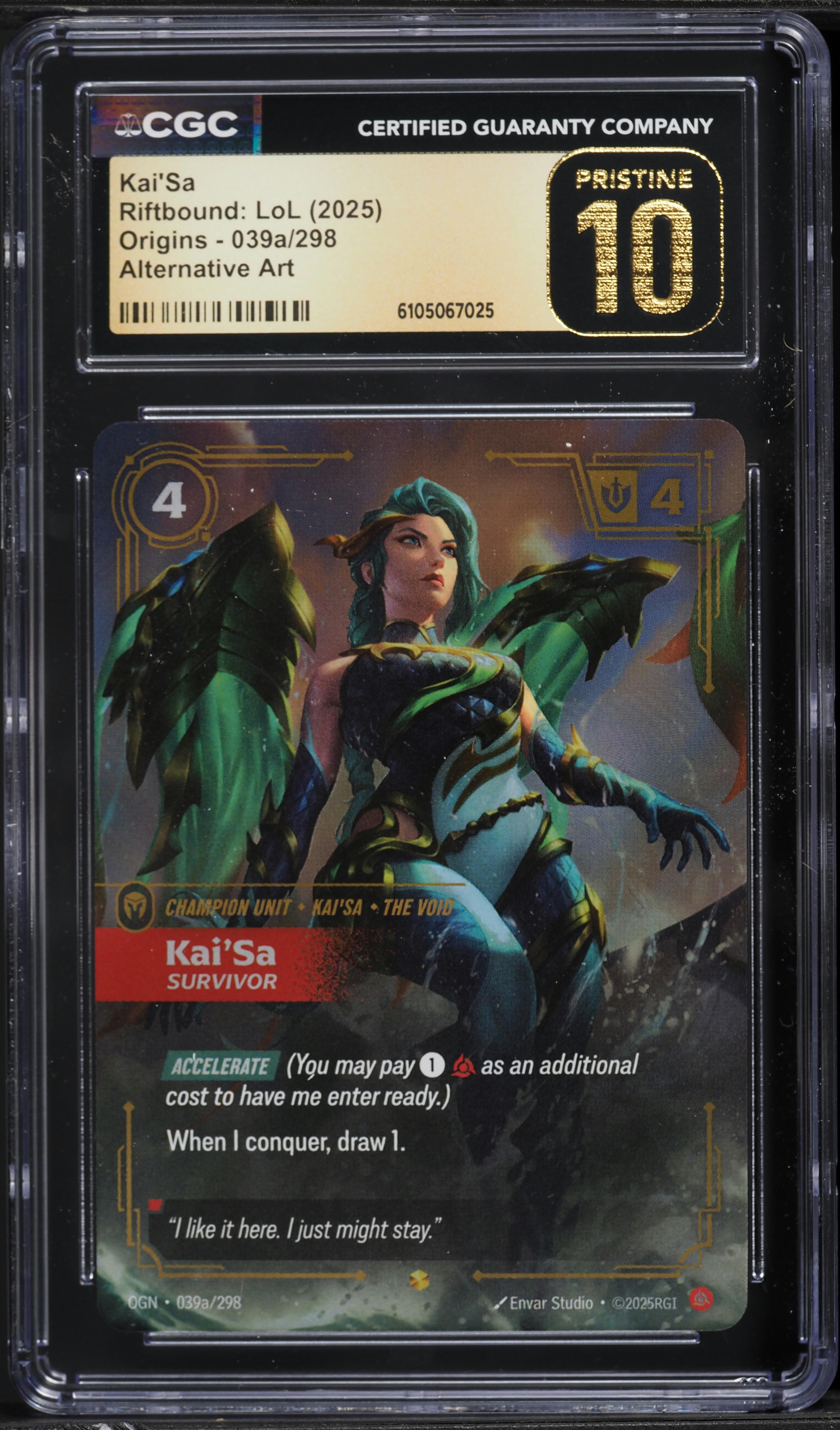 2025 Riftbound LoL Origins Kai'Sa #039a CGC 10 PRISTINE on