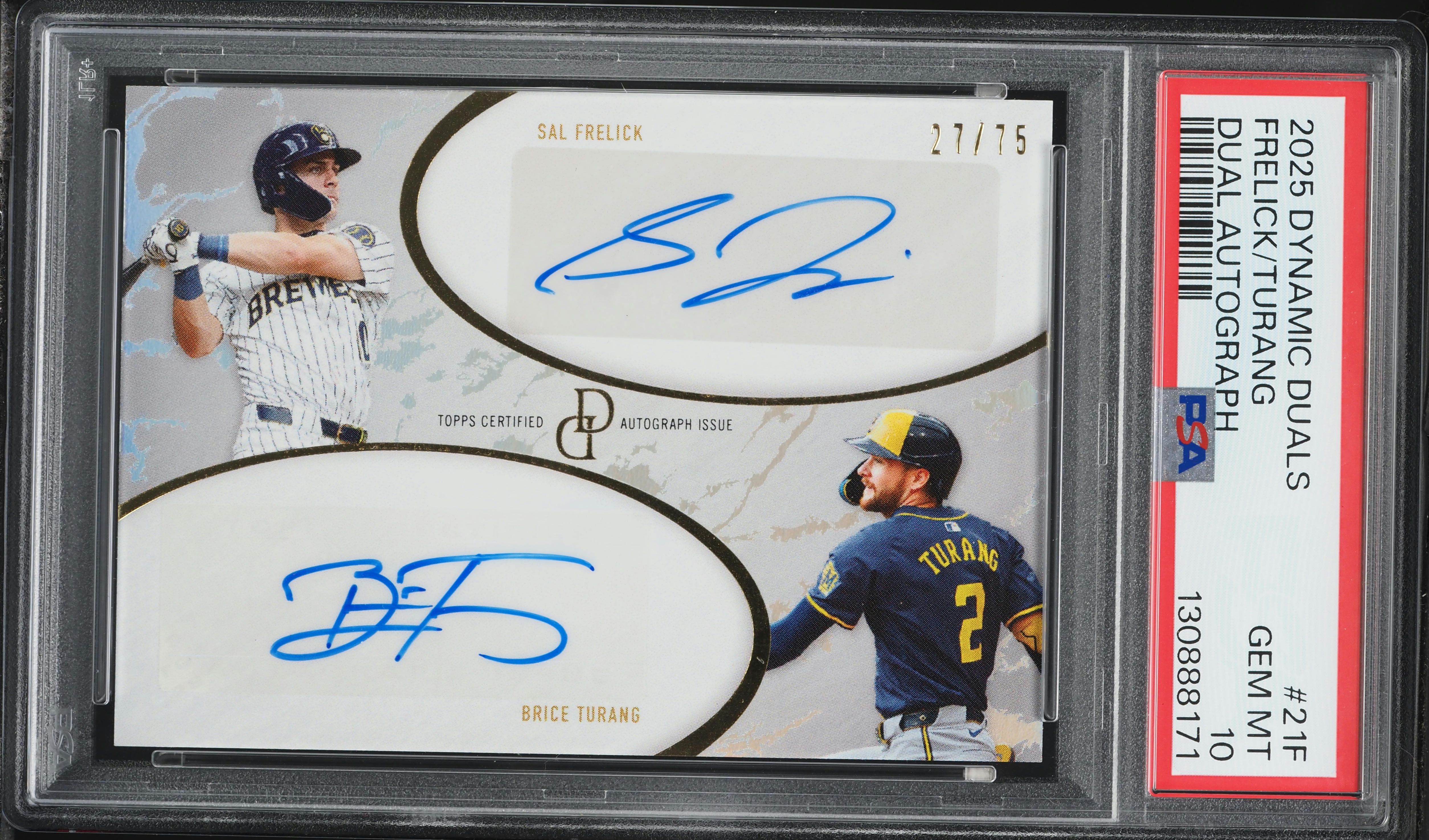 2025 Topps Dynamic Duals Silver Sal Frelick Brice Turang AUTO /75