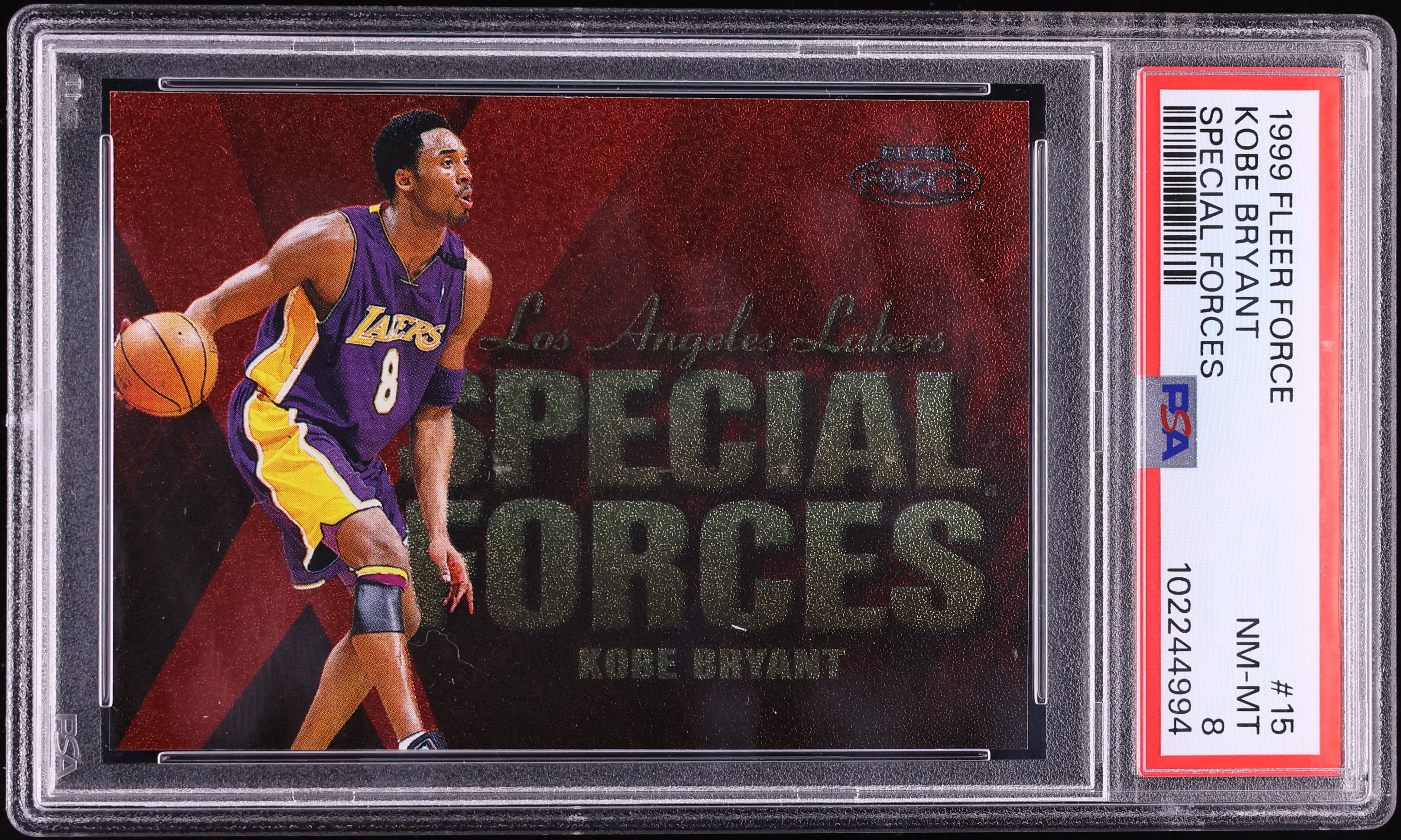 1999 Fleer Force Special Forces Kobe Bryant #15 PSA 8 NM-MT on 