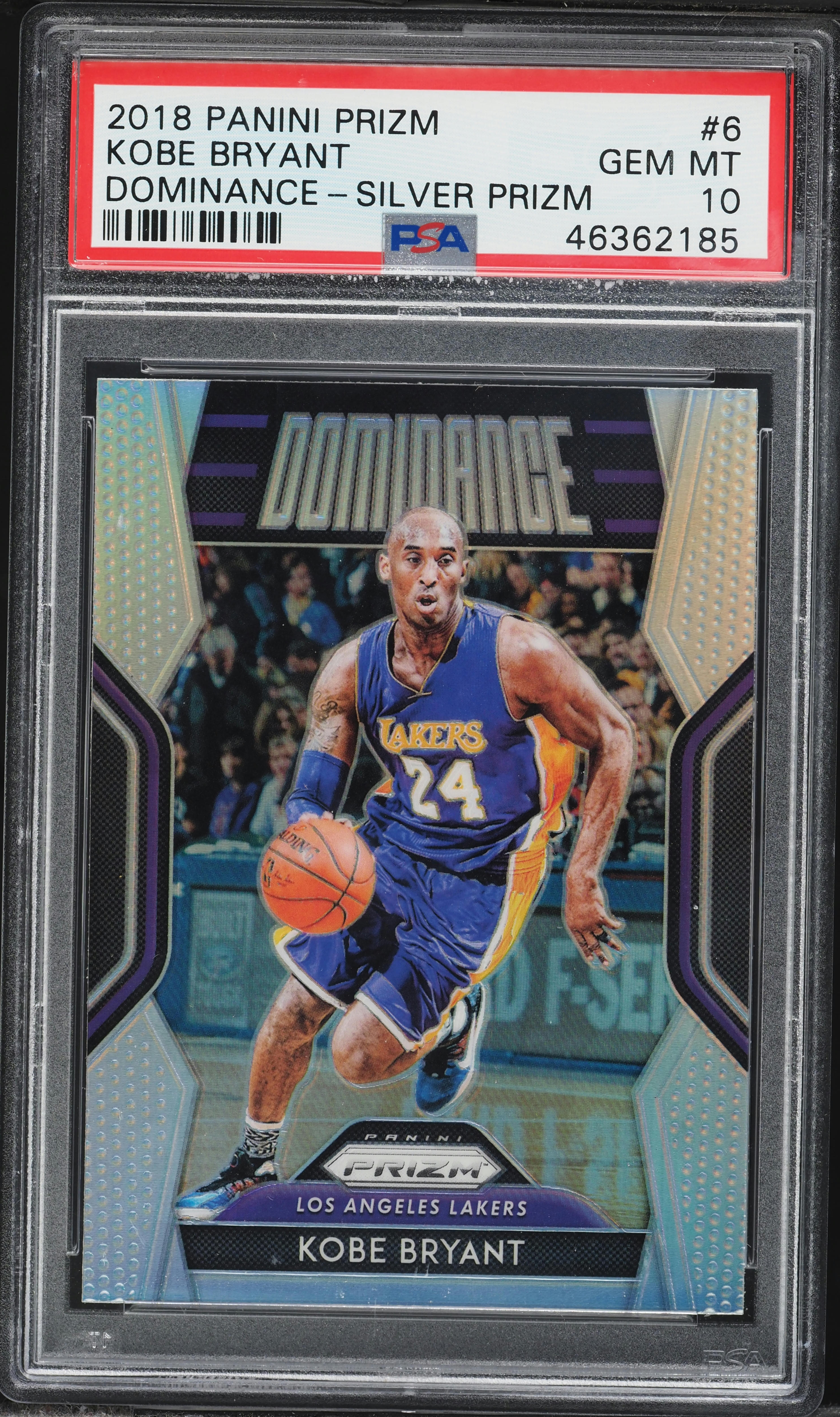 2018 Panini Prizm Dominance Silver Kobe Bryant #6 PSA 10 GEM MINT 