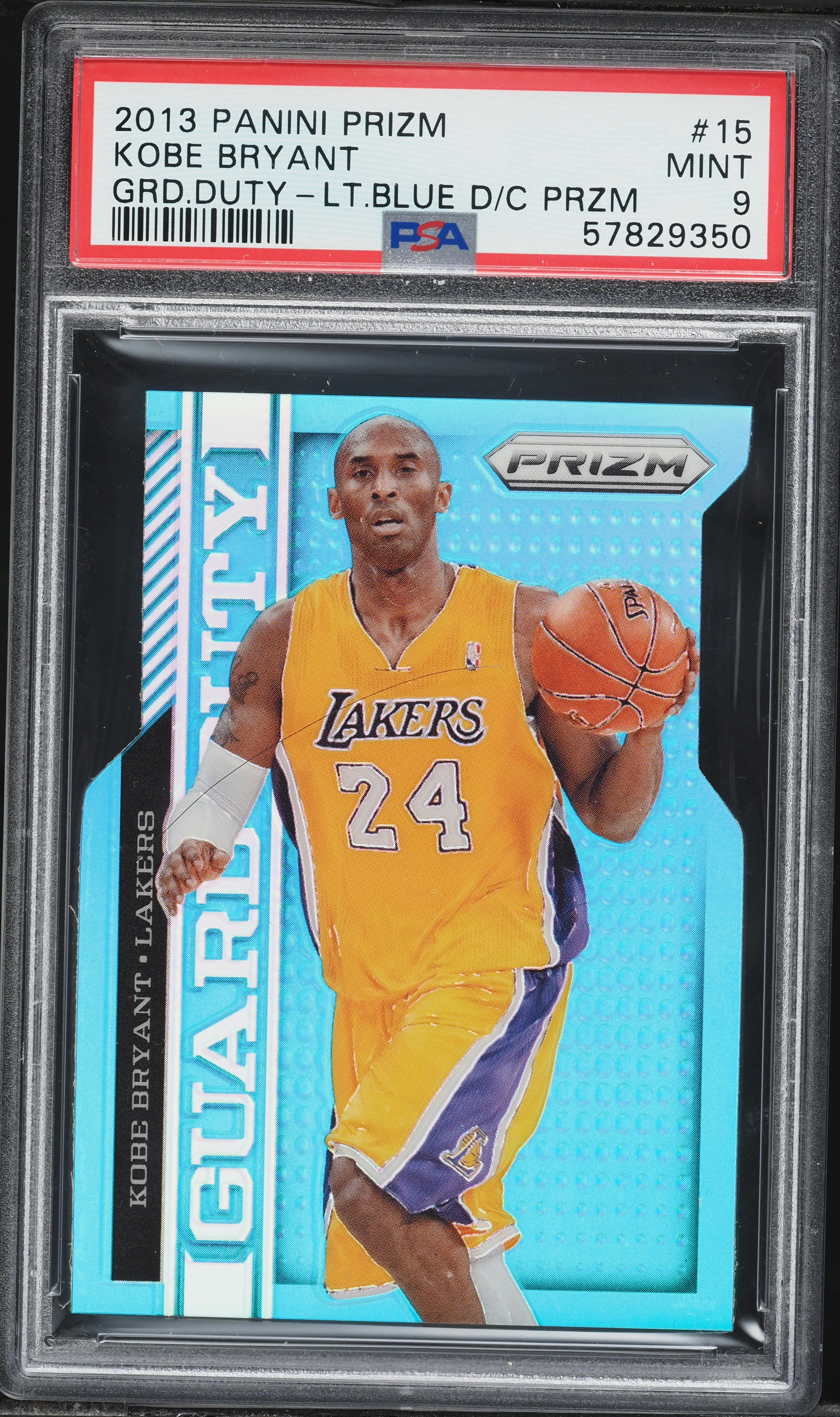 2013 Panini Prizm Guard Duty Light Blue Die-Cut Kobe Bryant /199 