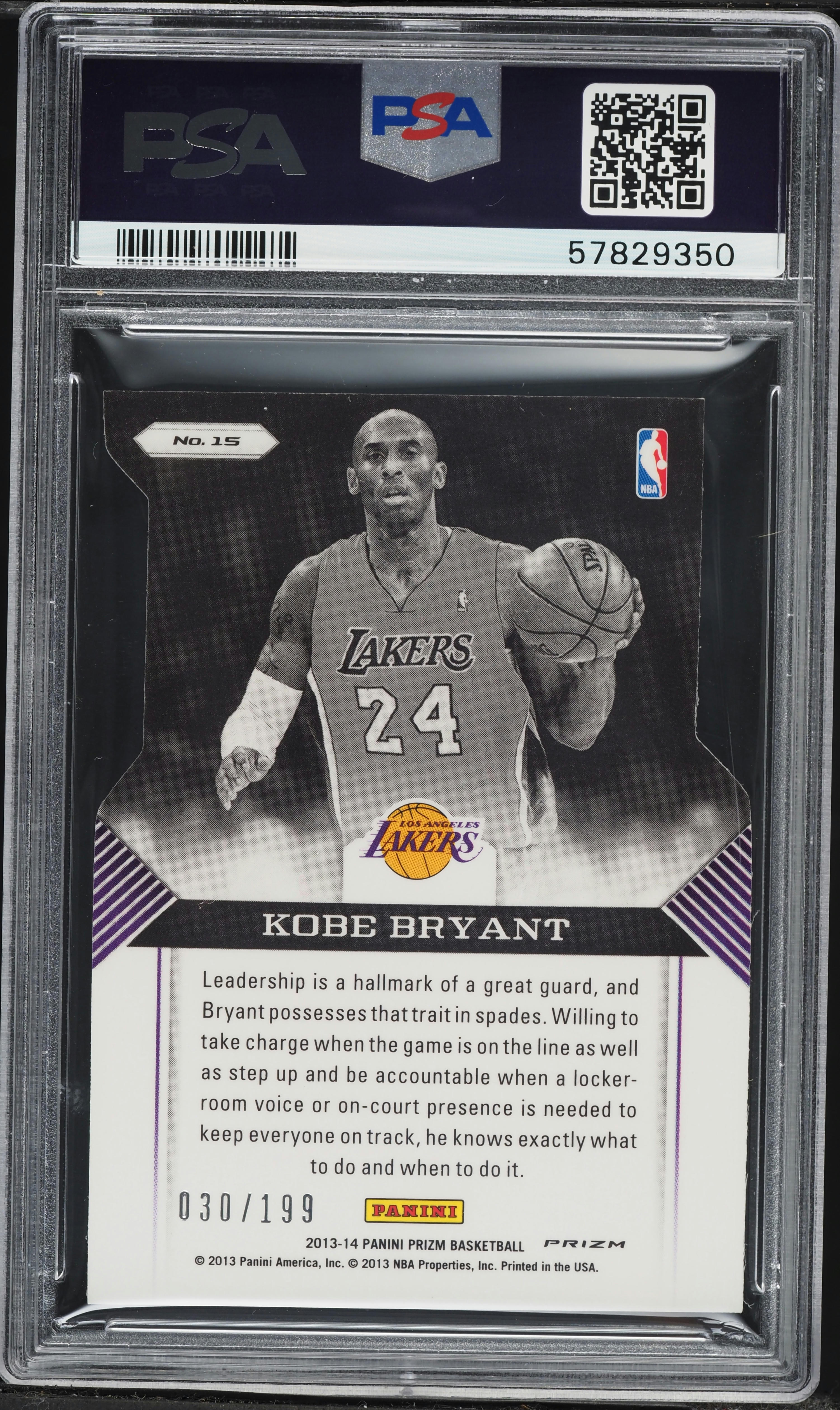 2013 Panini Prizm Guard Duty Light Blue Die-Cut Kobe Bryant /199