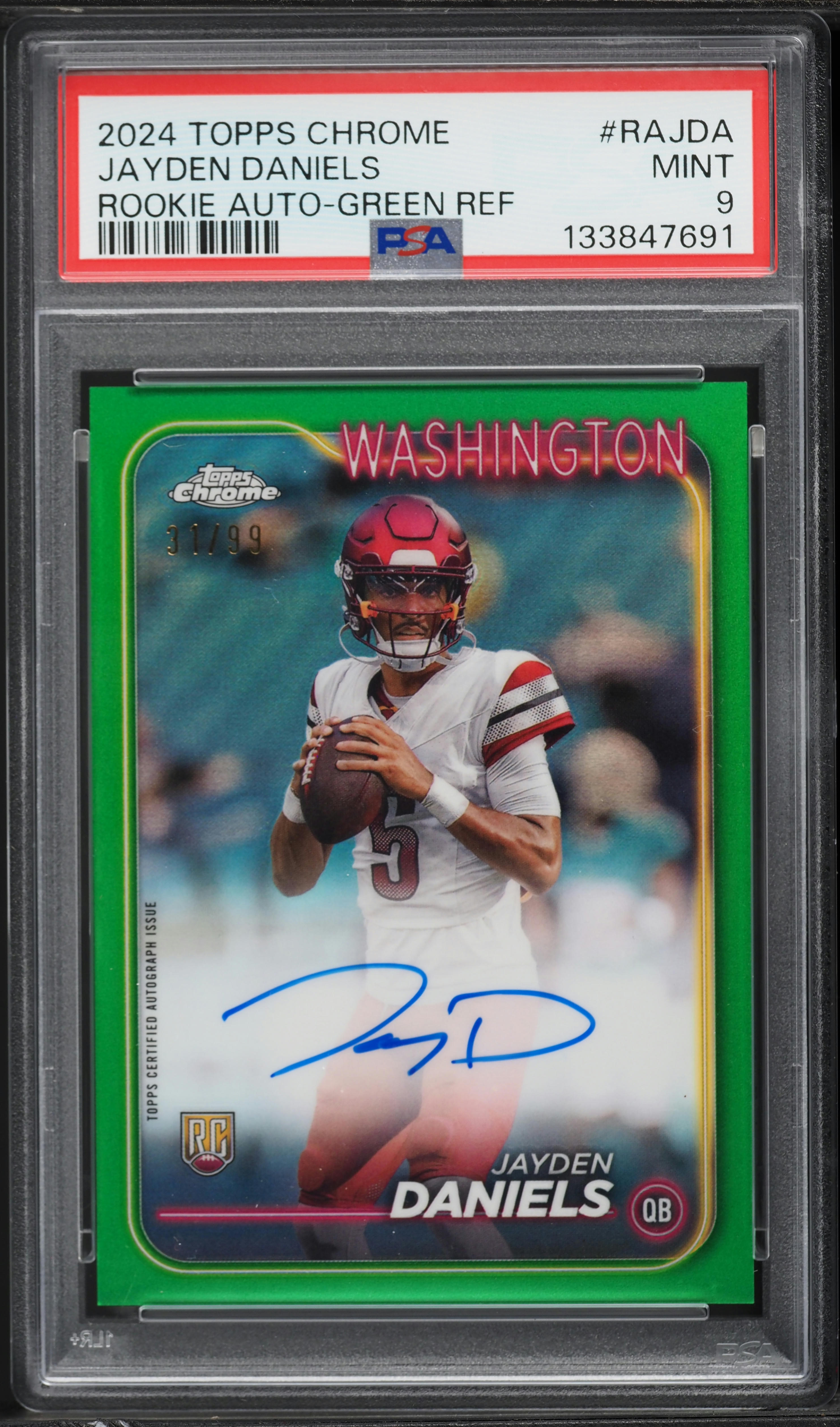 2024 Topps Chrome Football Green Refractor Jayden Daniels #RA-JDA