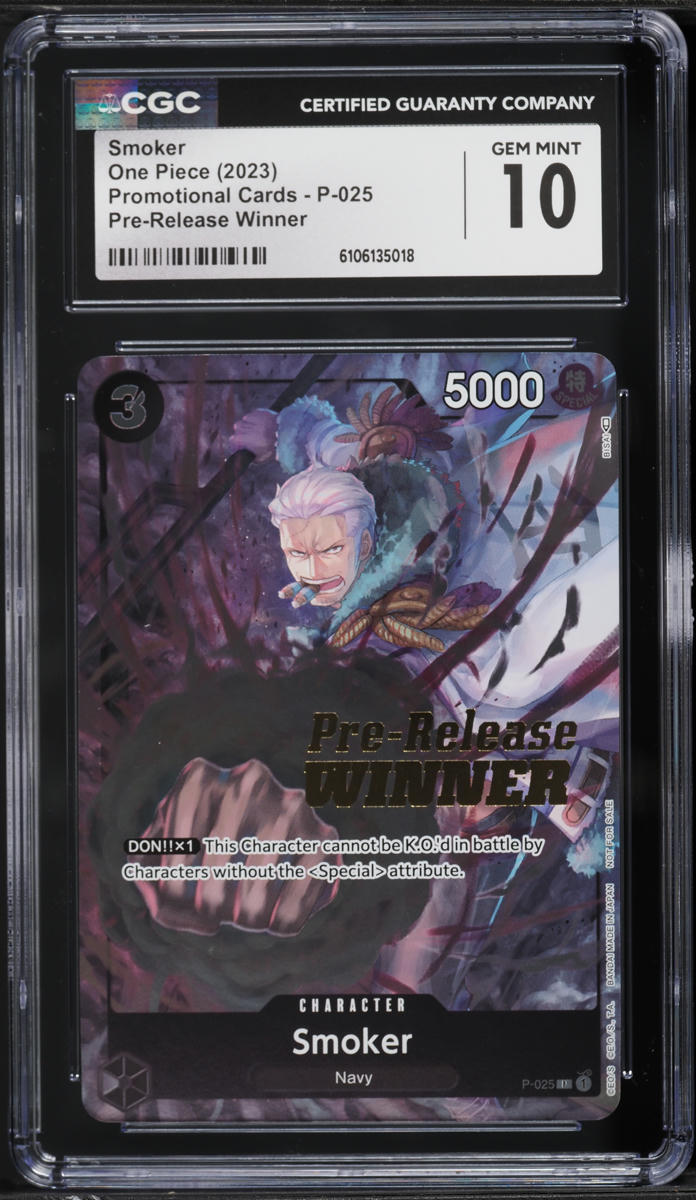 2023 One Piece Promo Pre-Release Winner Smoker #P-025 CGC 10 GEM MINT on  Fanatics Collect